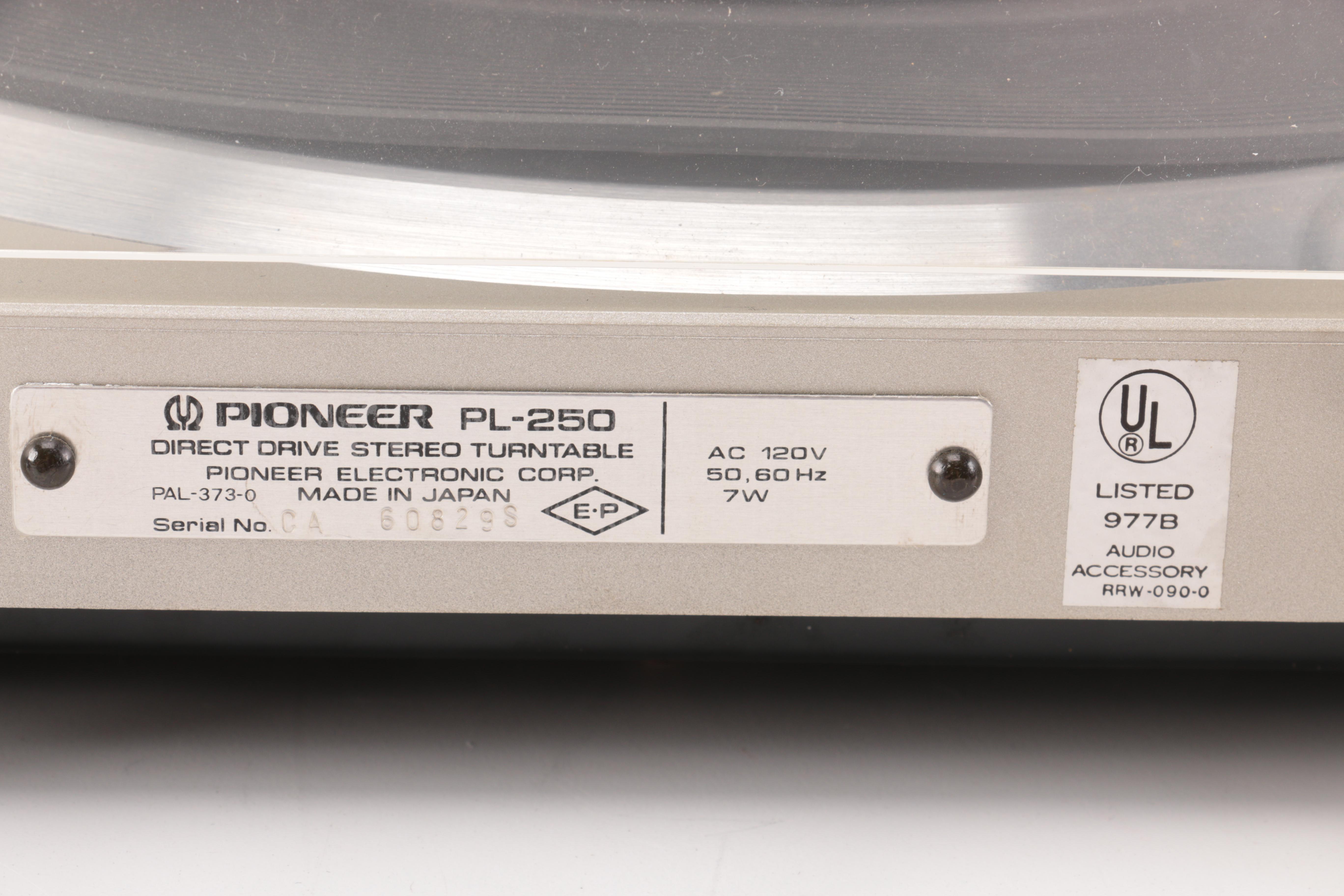 Pioneer Direct Drive PL-250 Turn Table