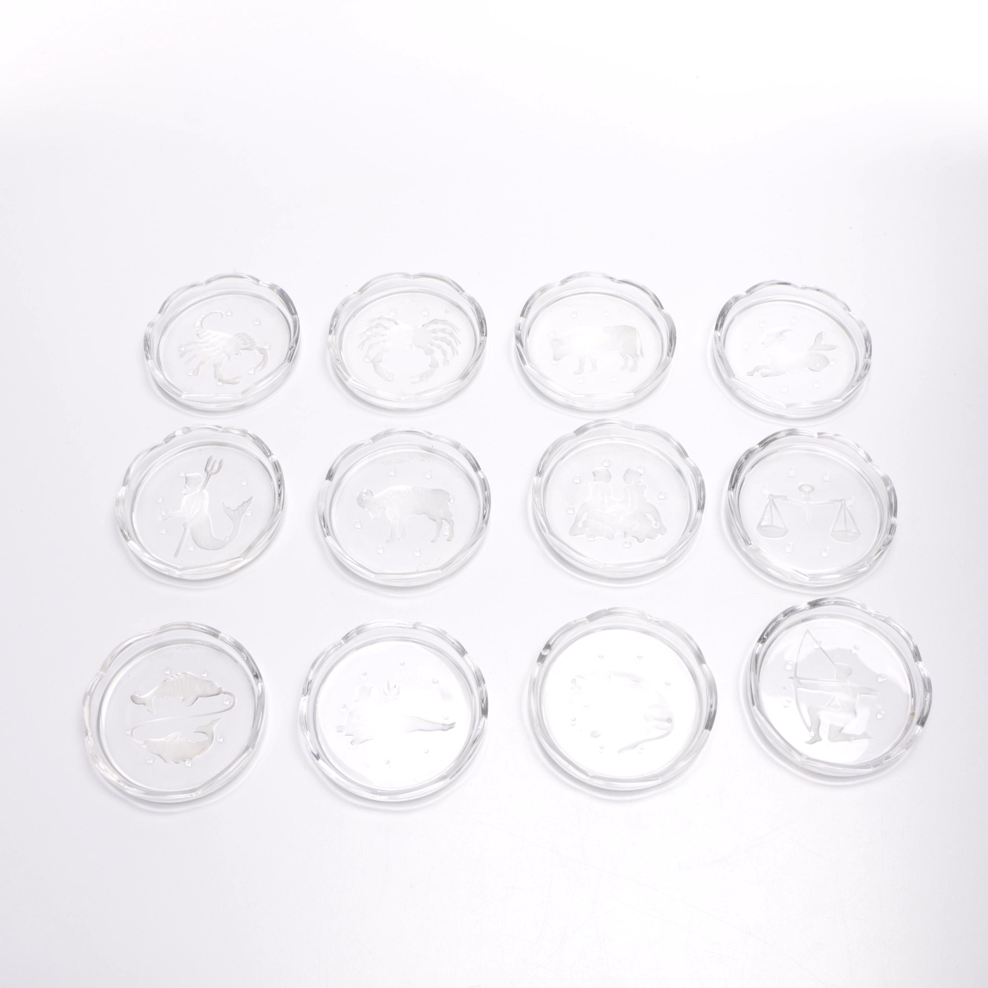 Val St. Lambert "Zodiac" Coasters