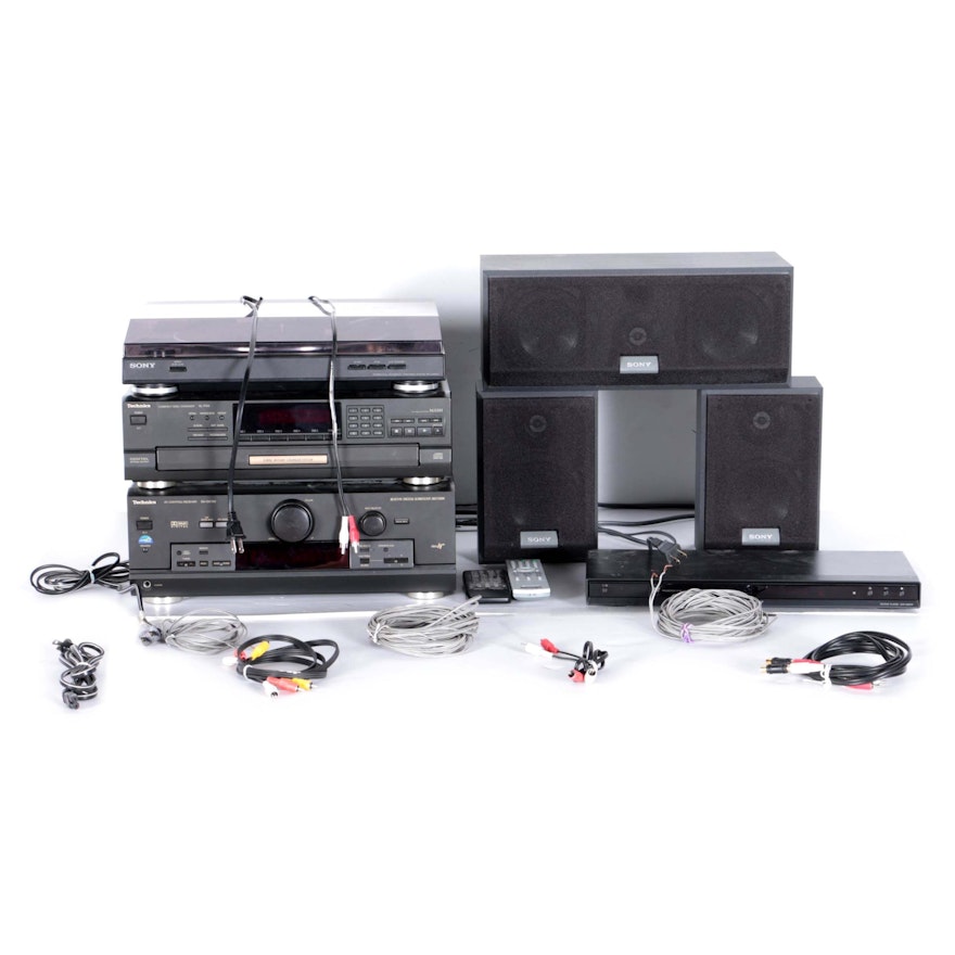 Sony DVD Player and Technics Speaker System