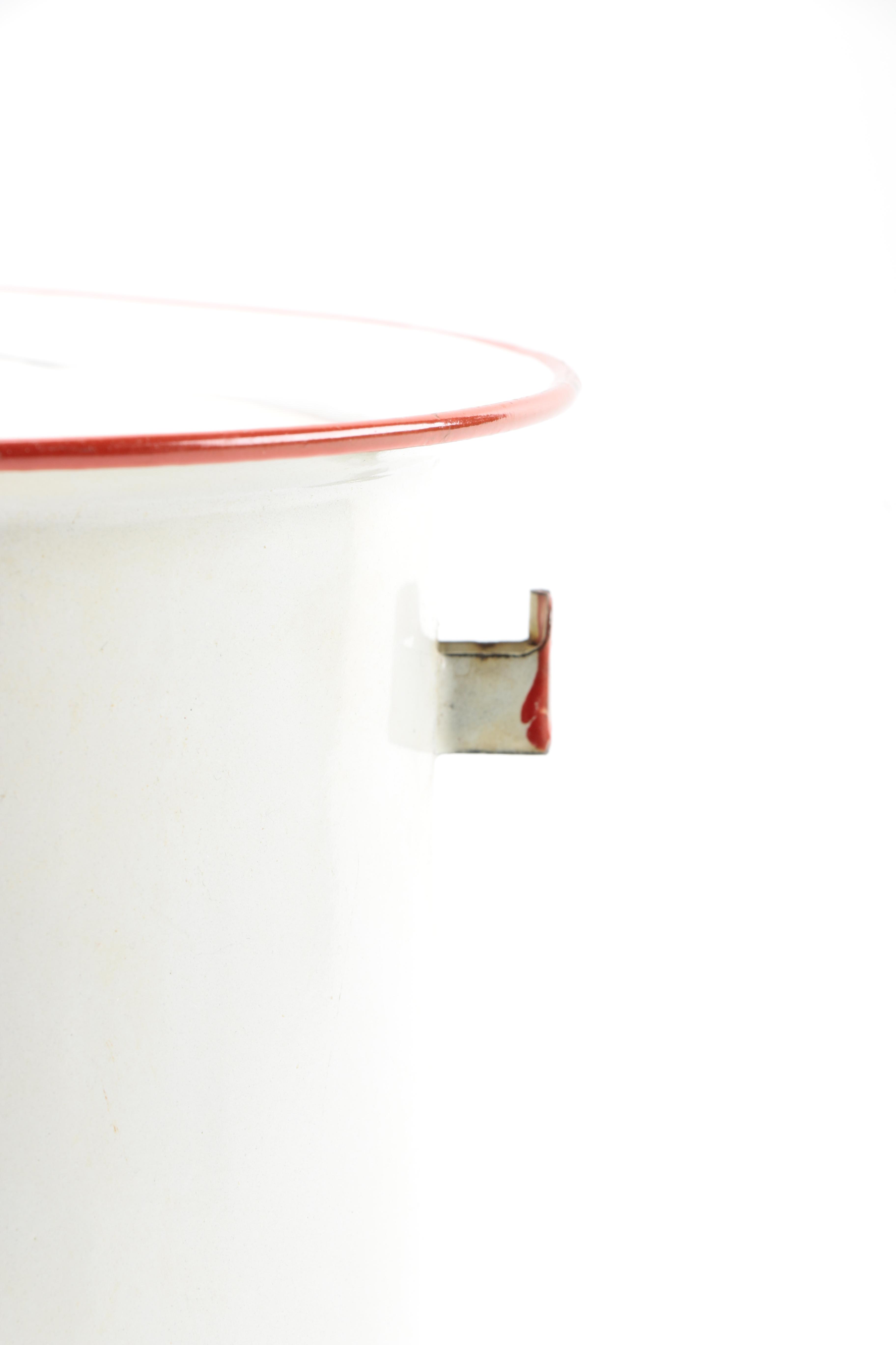 Vintage White Enamelware Chamber Pot