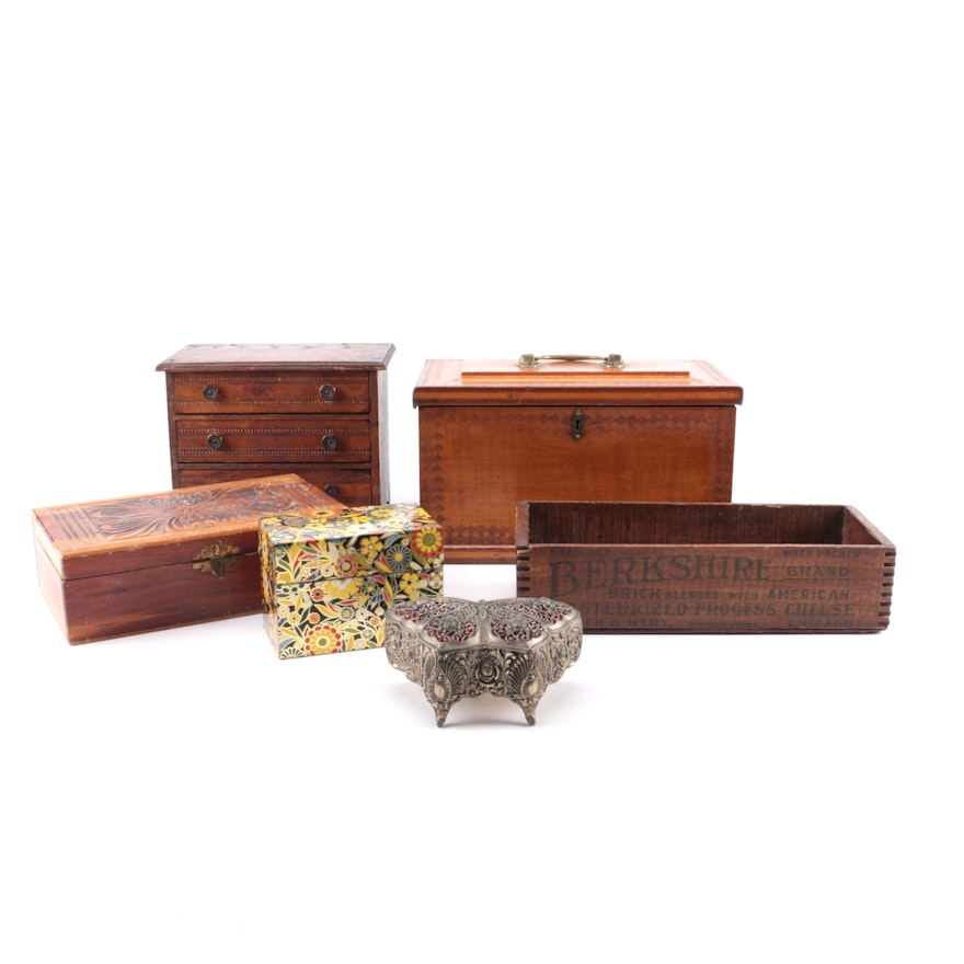 Collection of Jewelry Boxes and Other Storage