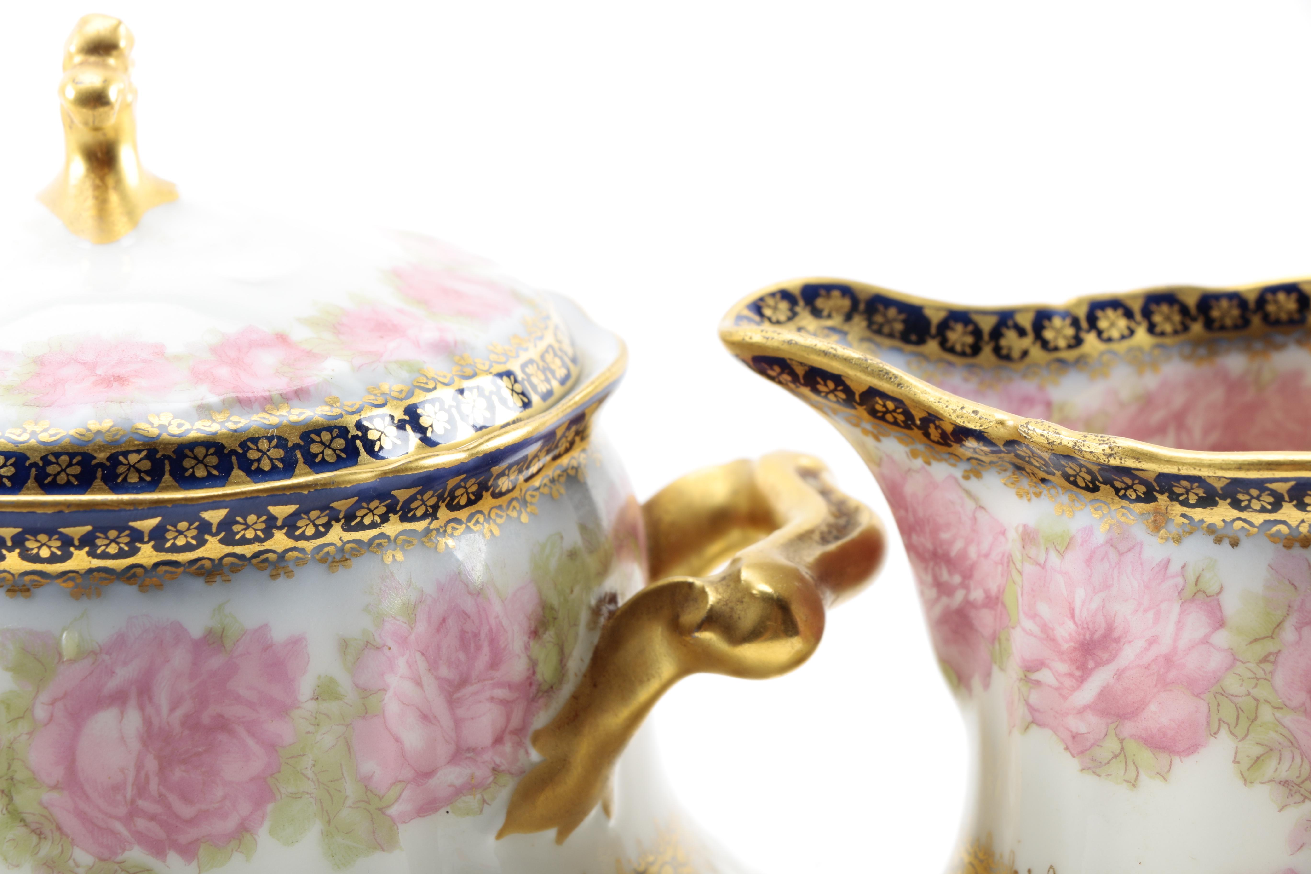 Haviland France and Limoges Porcelain Creamer and Sugar Bowl