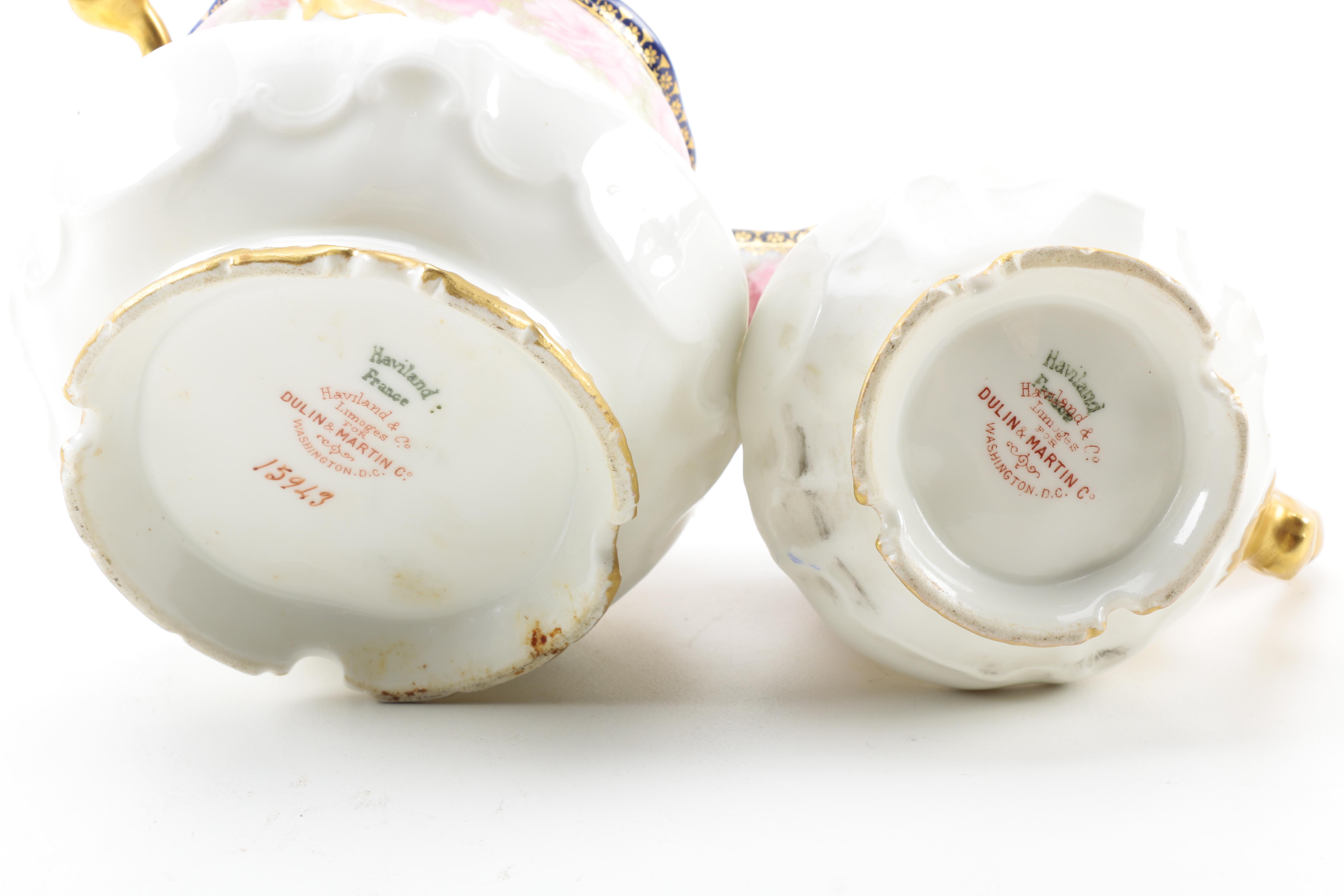 Haviland France and Limoges Porcelain Creamer and Sugar Bowl