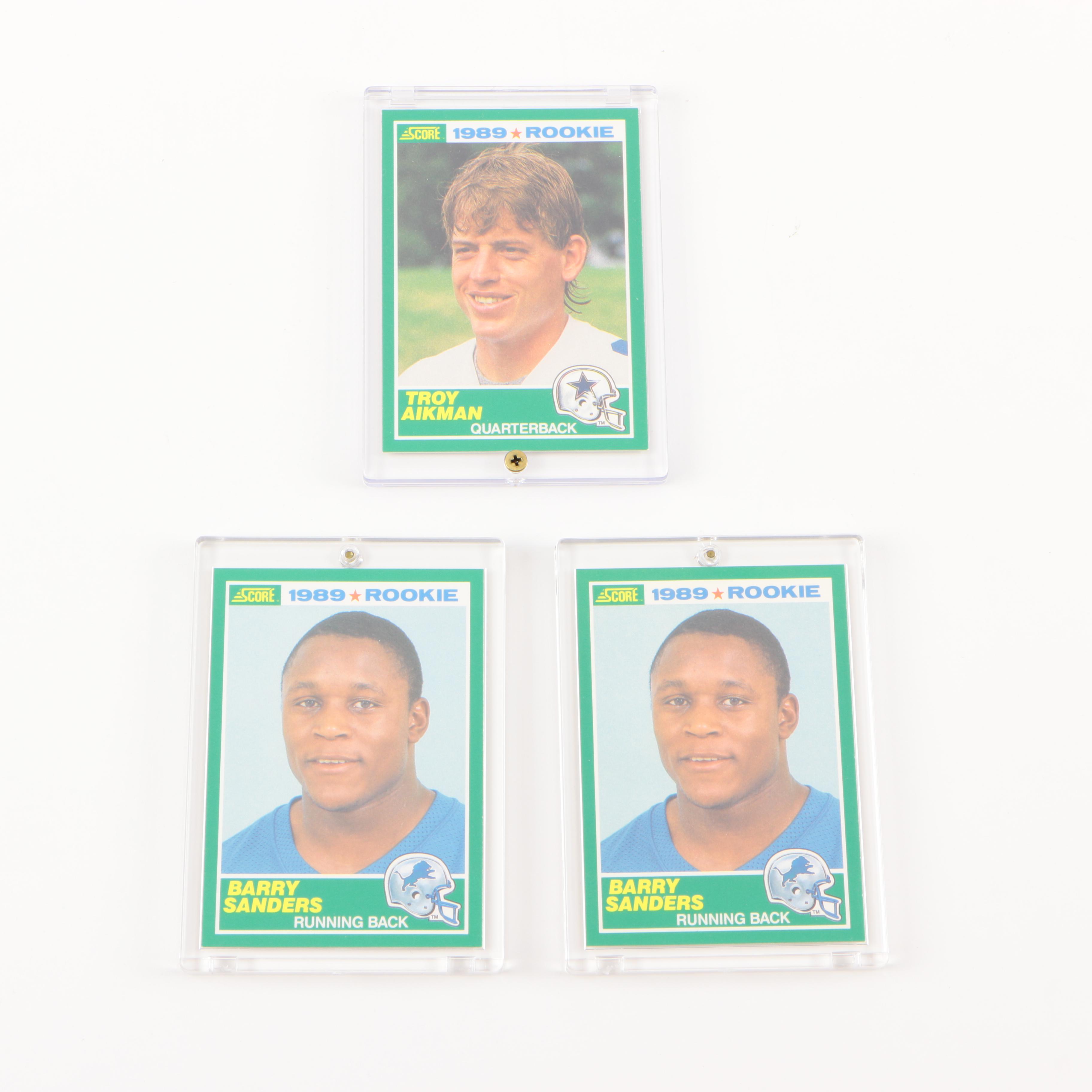 Barry Sanders and Troy Aikman 1989 Score Rookie Cards