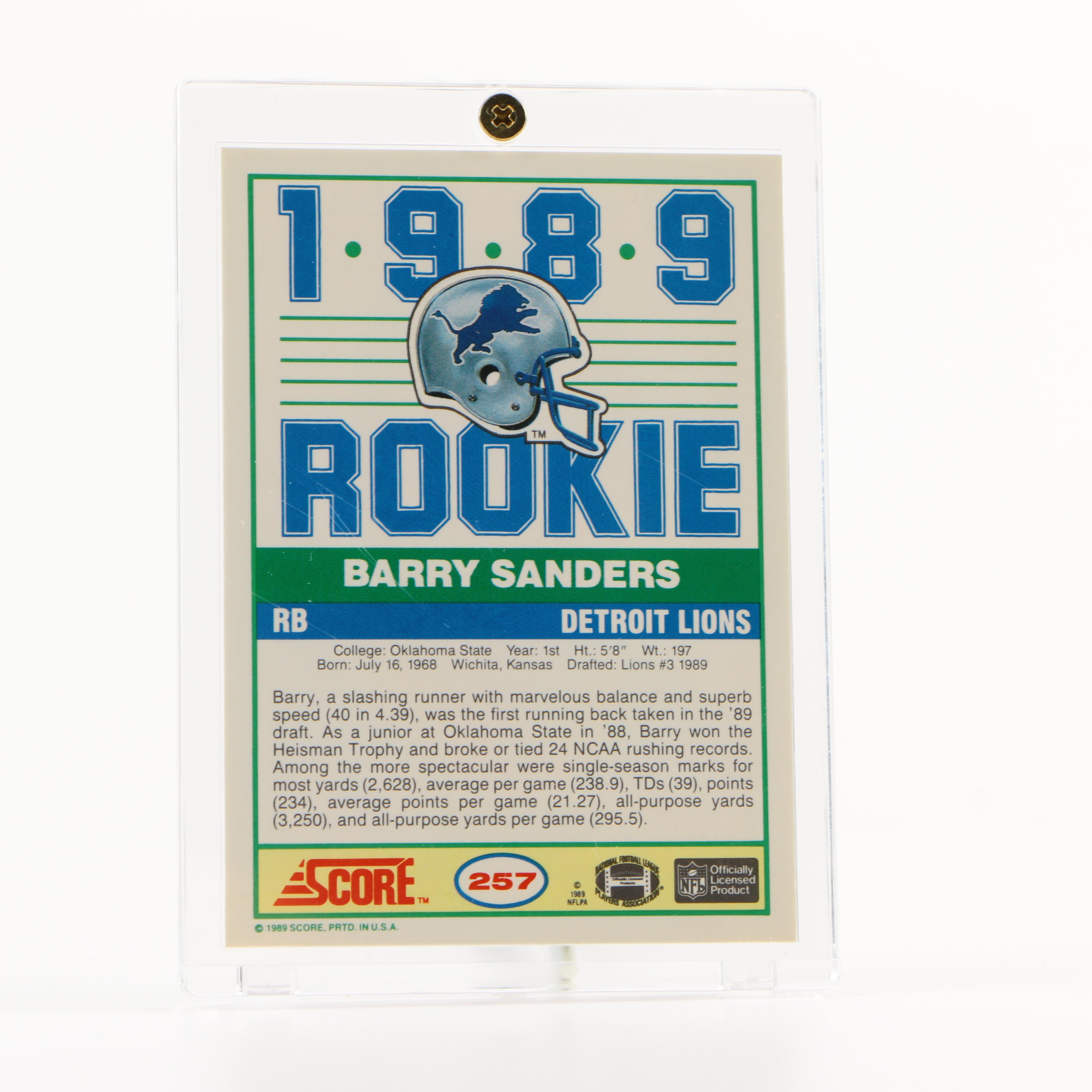 Barry Sanders and Troy Aikman 1989 Score Rookie Cards