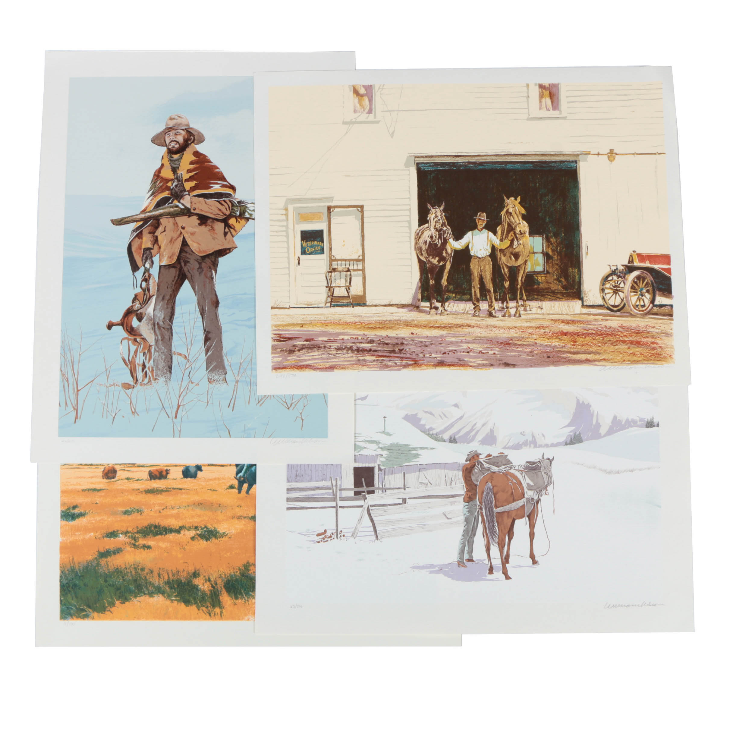 William Nelson Assorted Limited Edition Serigraphs on Paper of Western Genre Scenes