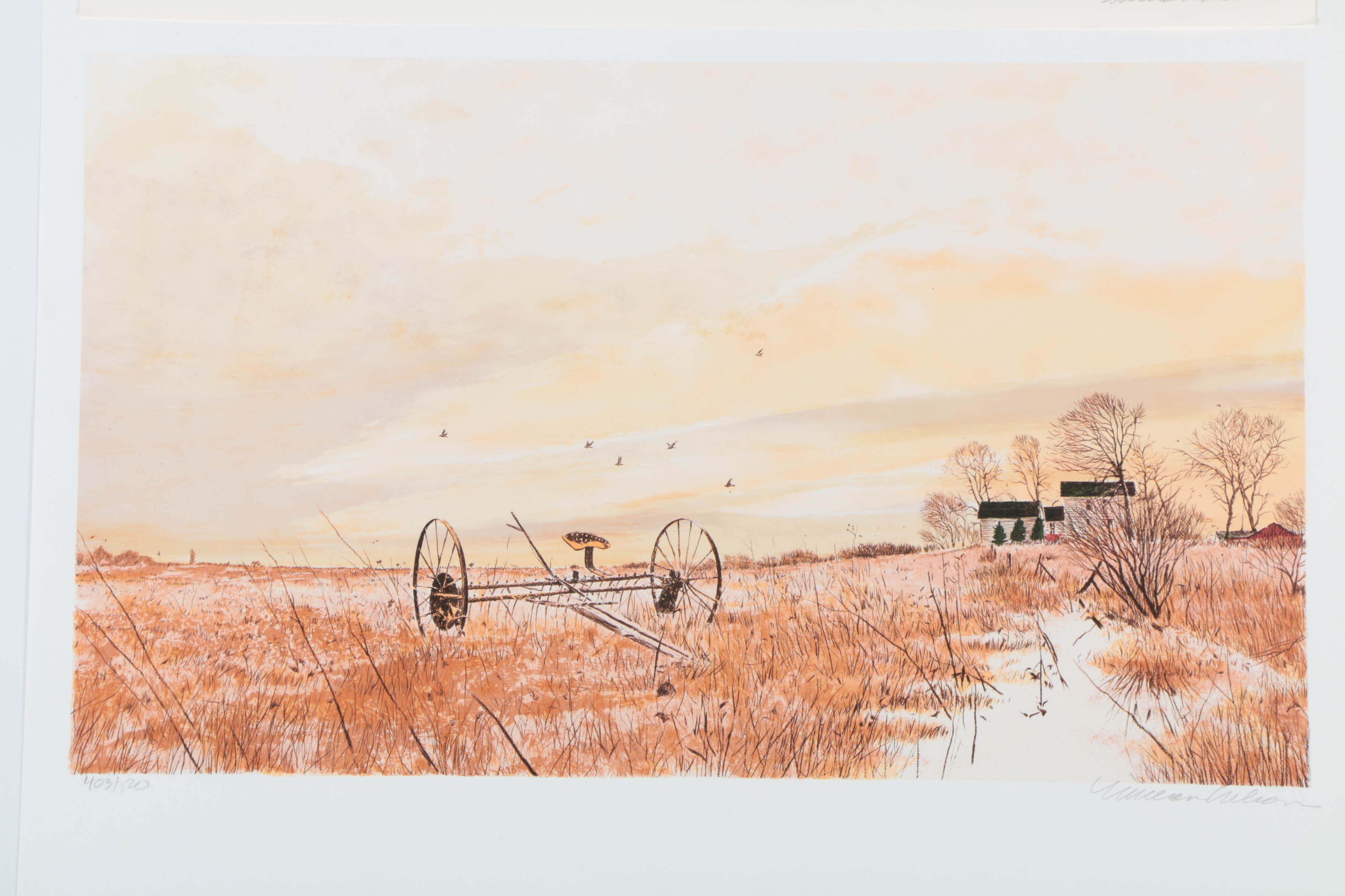 Pair of William Nelson Limited Edition Lithographs on Paper "Santa Clara Dog" and "The Hayfield"