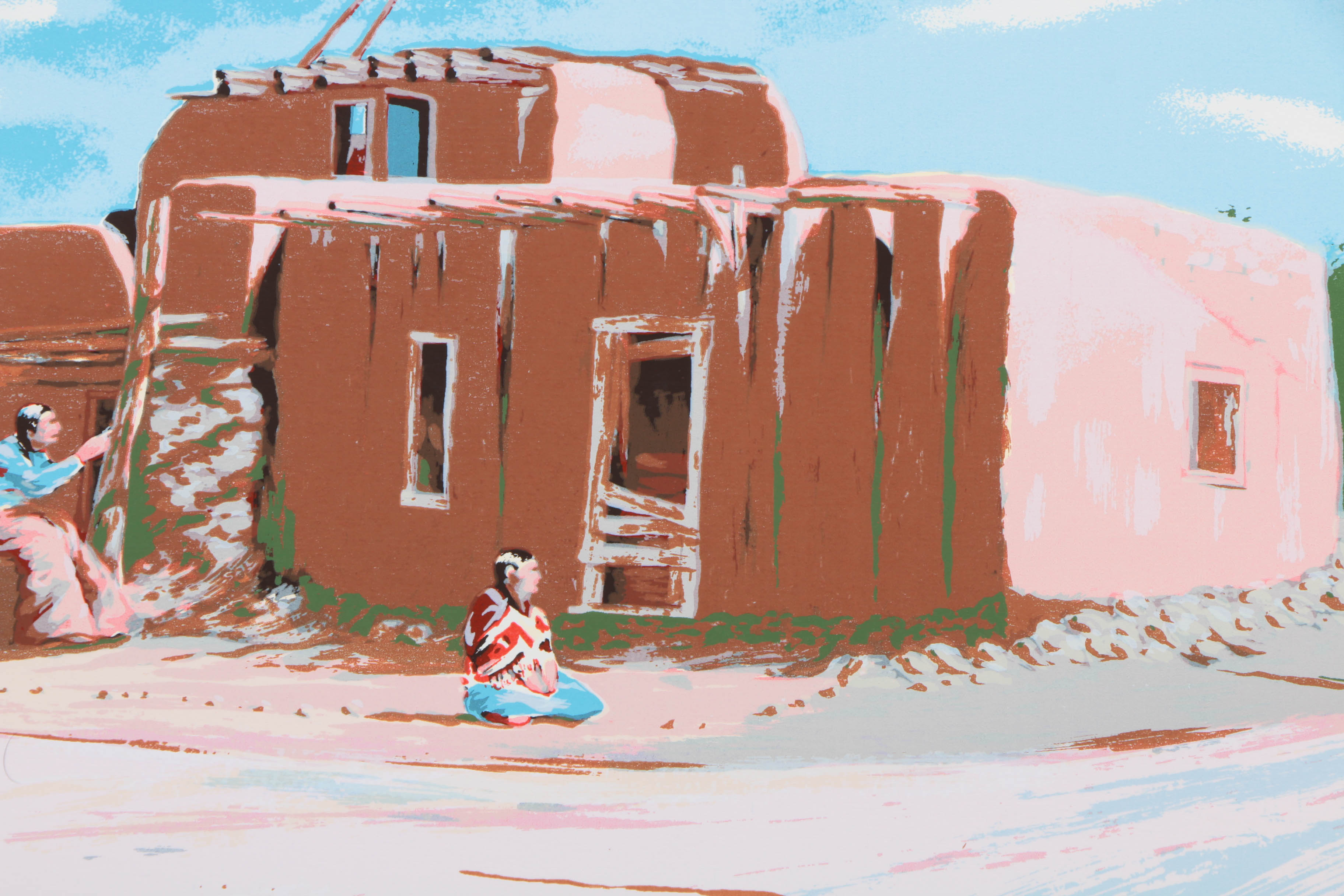 Pair of William Nelson Limited Edition Lithographs on Paper "Santa Clara Dog" and "The Hayfield"