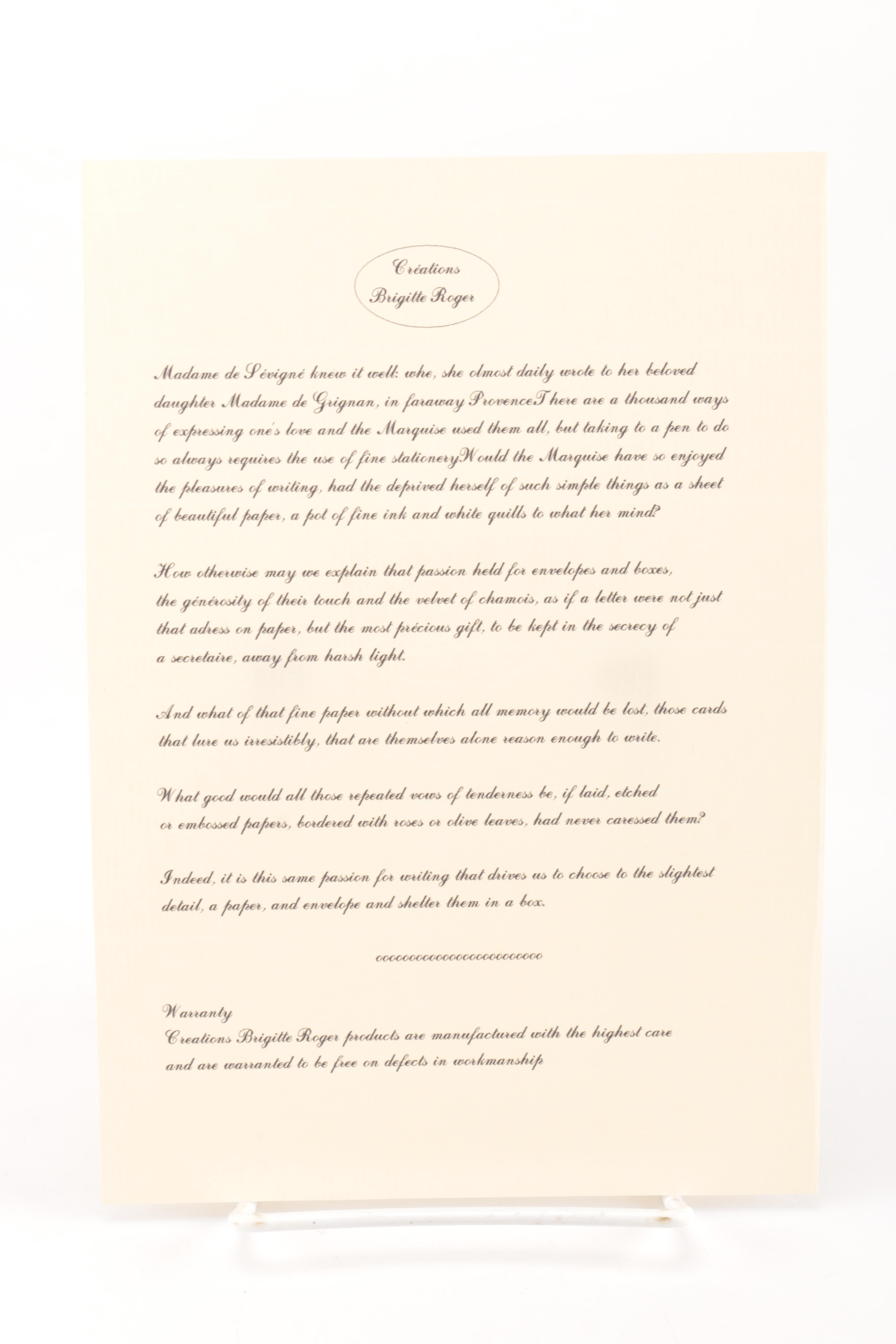 Creations Brigitte Roger "Coffret Correspondence" Stationary Set