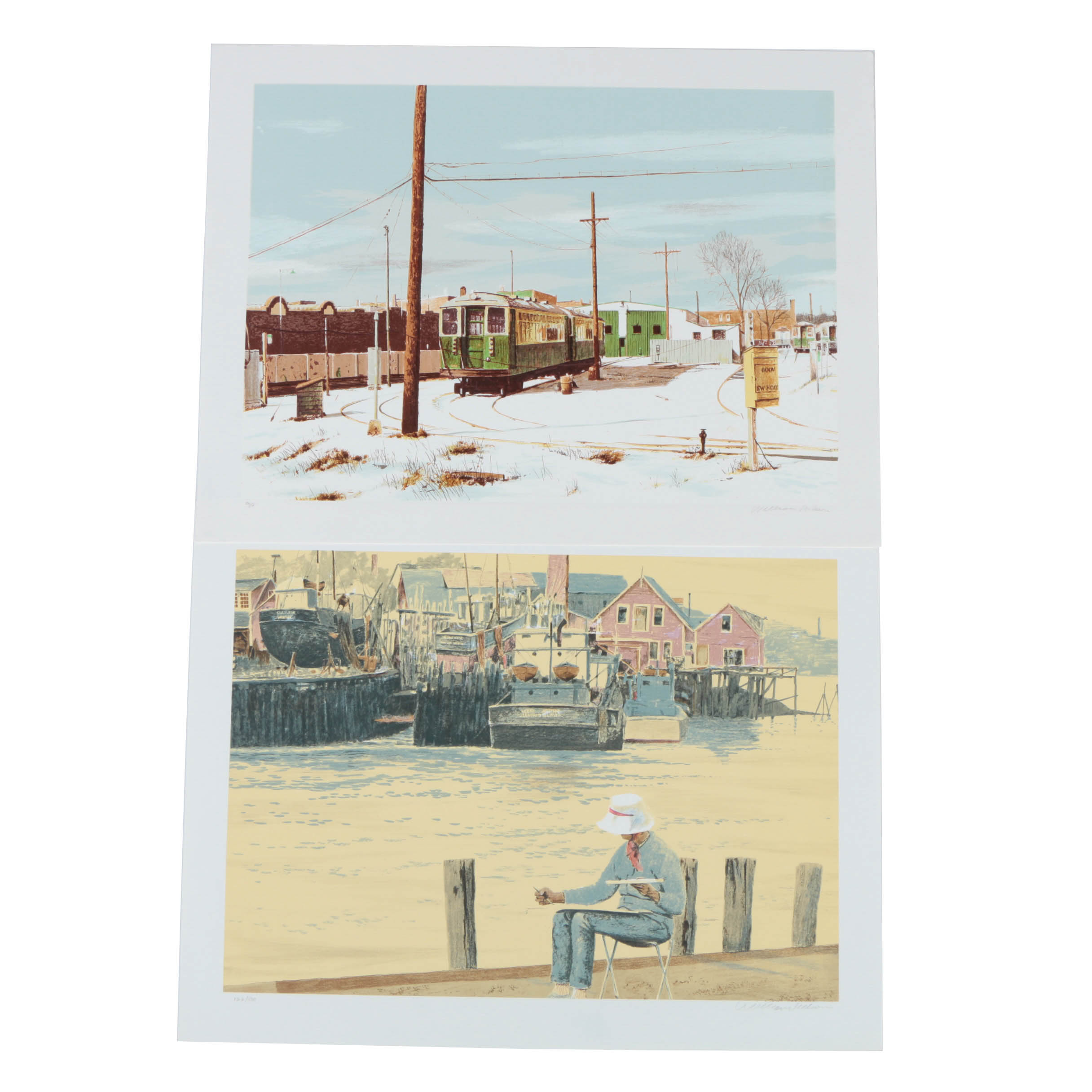 Pair of William Nelson Limited Edition Lithographs on Paper "Painting in New England" and "Kimball Turnaround"