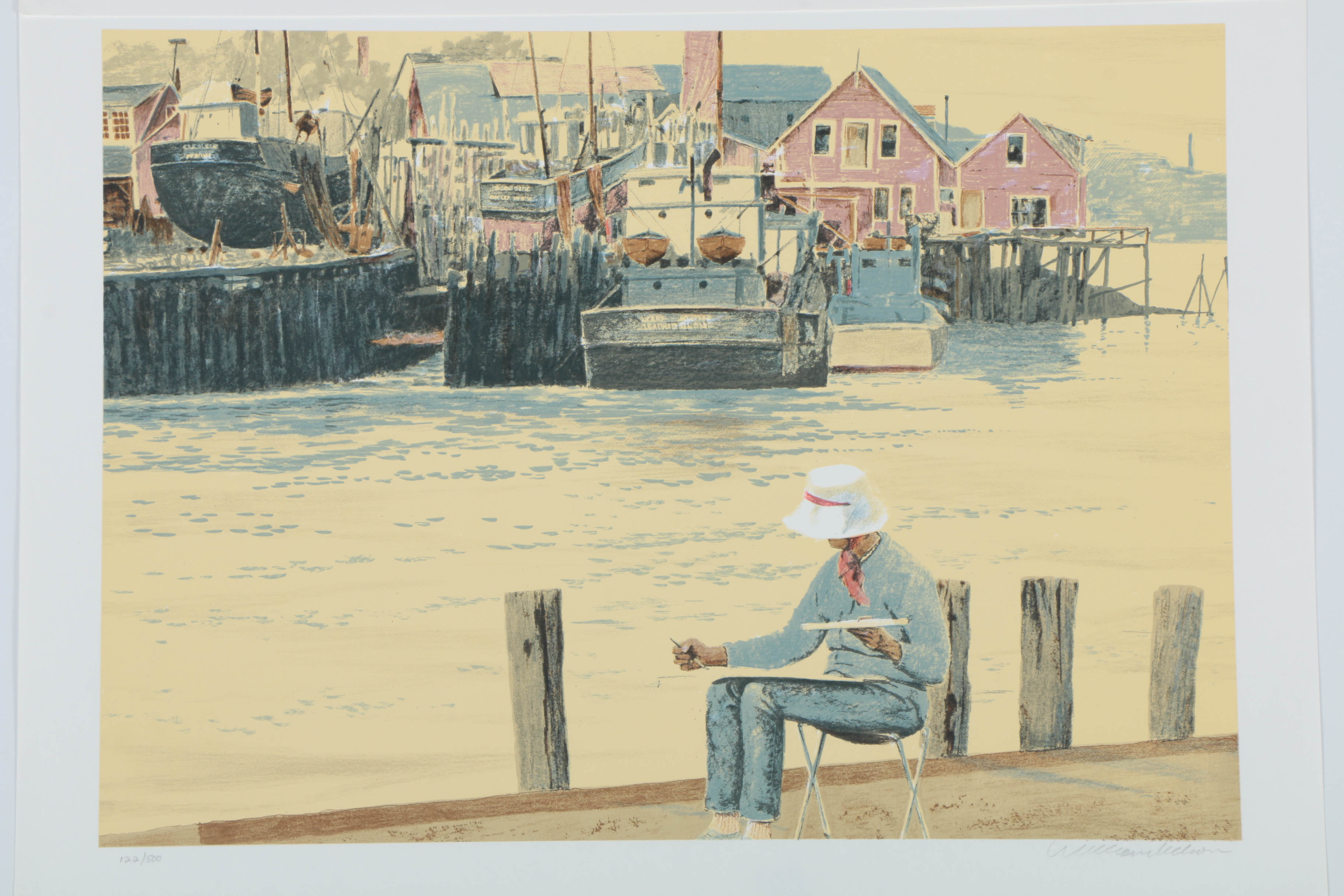 Pair of William Nelson Limited Edition Lithographs on Paper "Painting in New England" and "Kimball Turnaround"