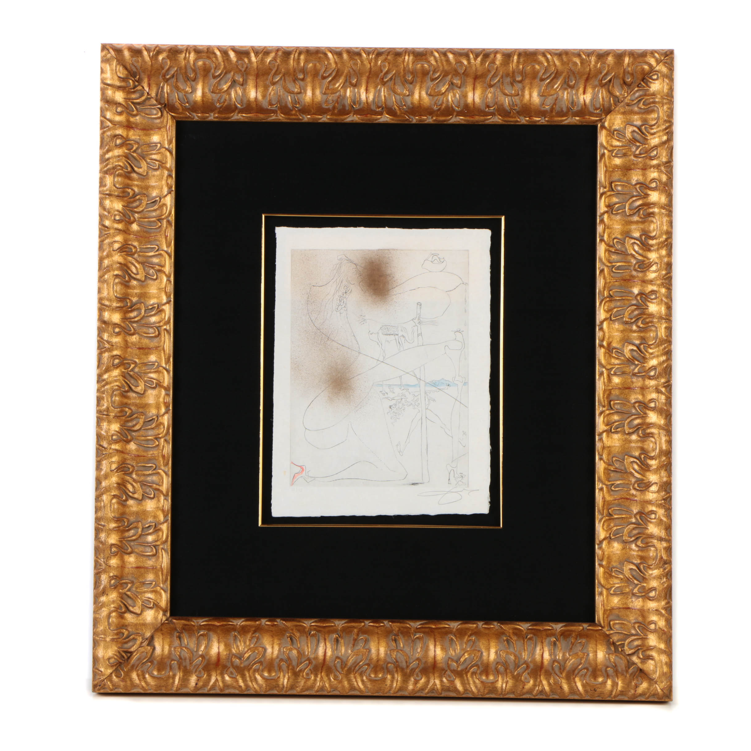 Salvador Dalí Limited Edition Engraving on Paper ""La Femme a la Bequille"