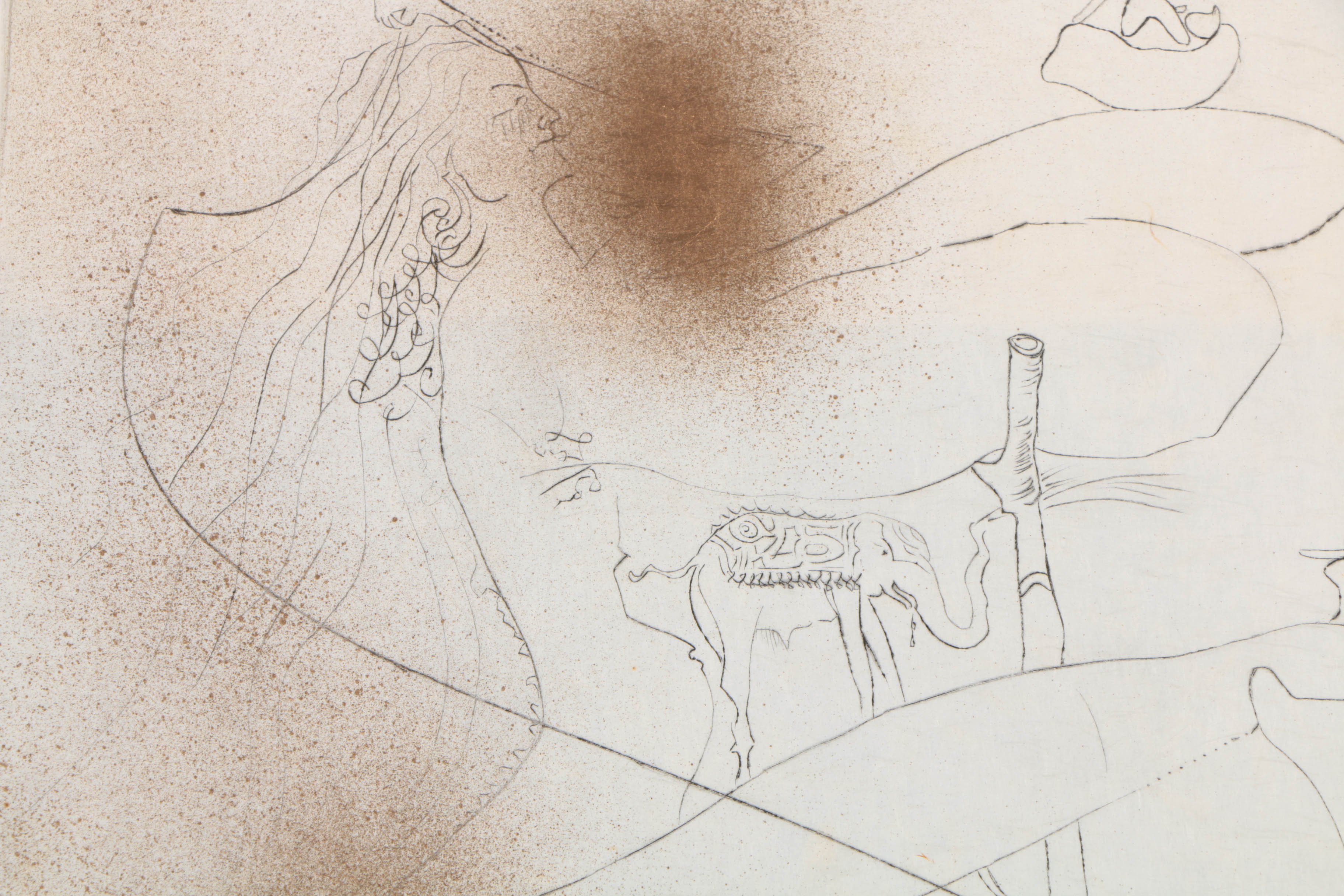 Salvador Dalí Limited Edition Engraving on Paper ""La Femme a la Bequille"