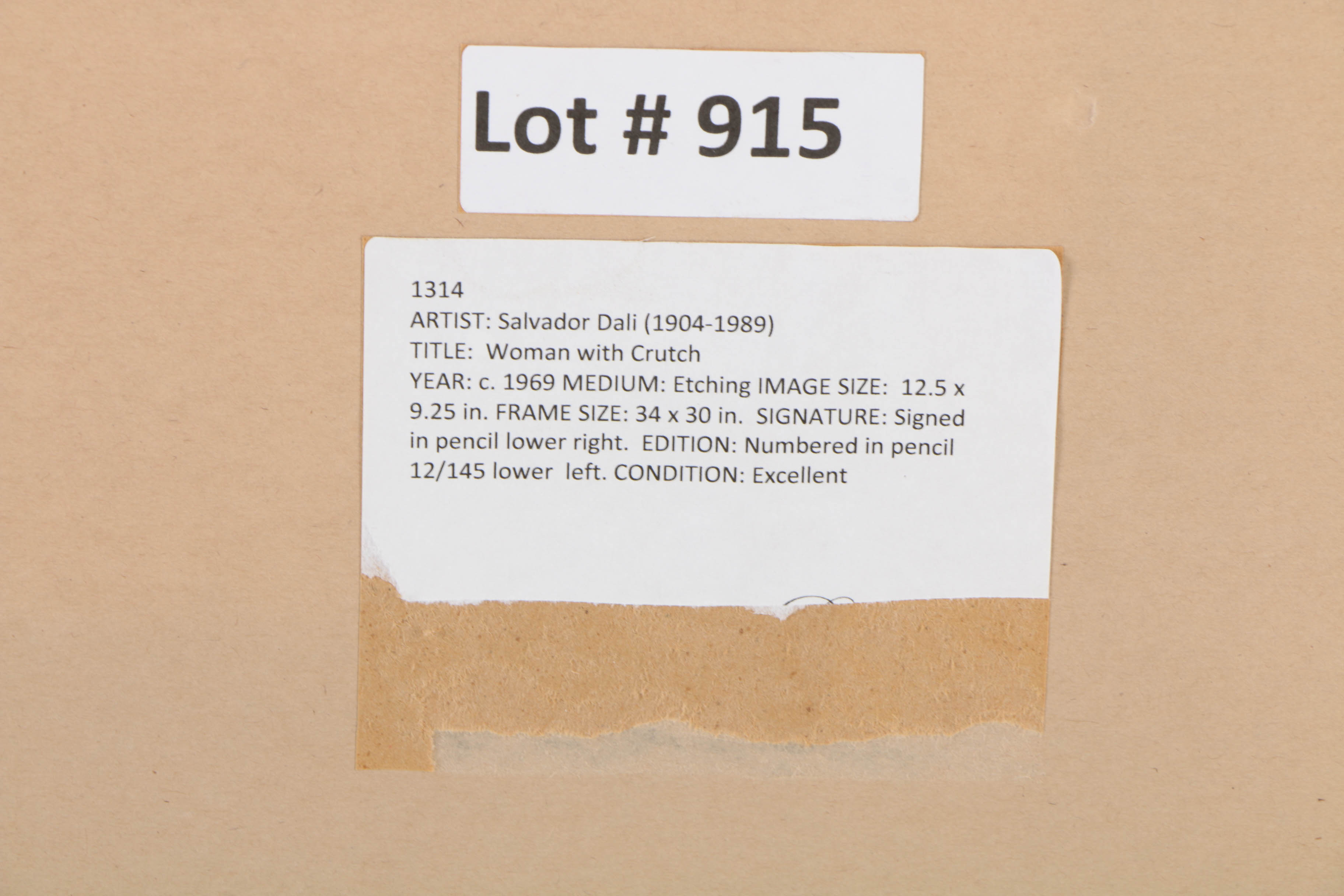 Salvador Dalí Limited Edition Engraving on Paper ""La Femme a la Bequille"