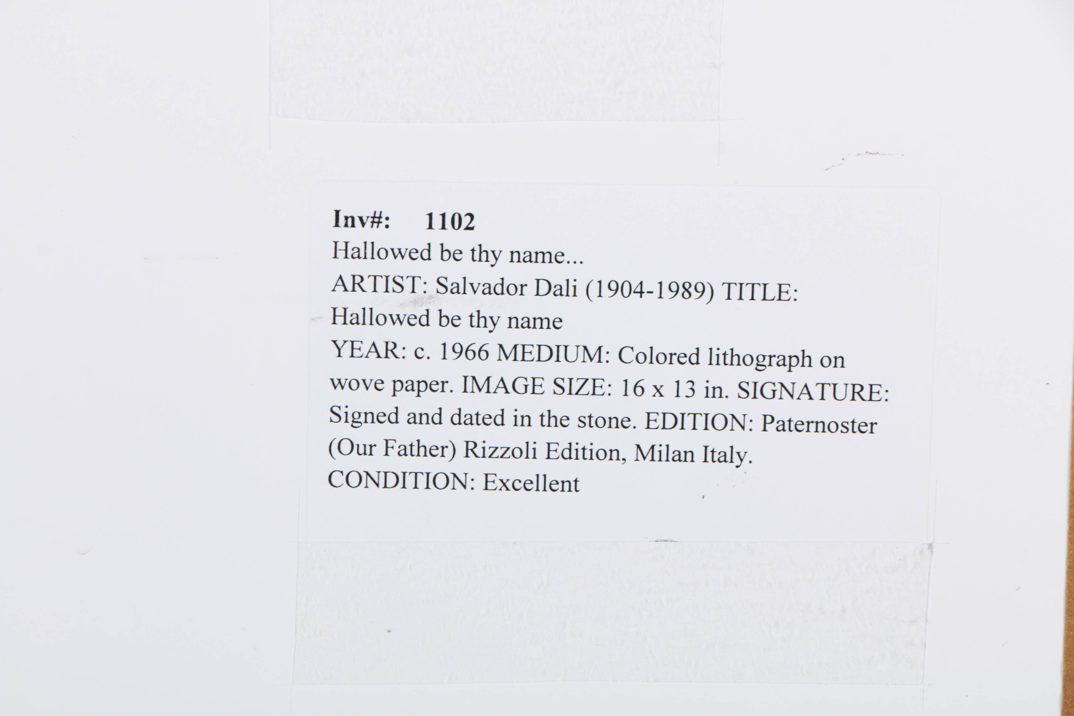 Offset Lithograph After Dali's "Hollowed By Thy Name"