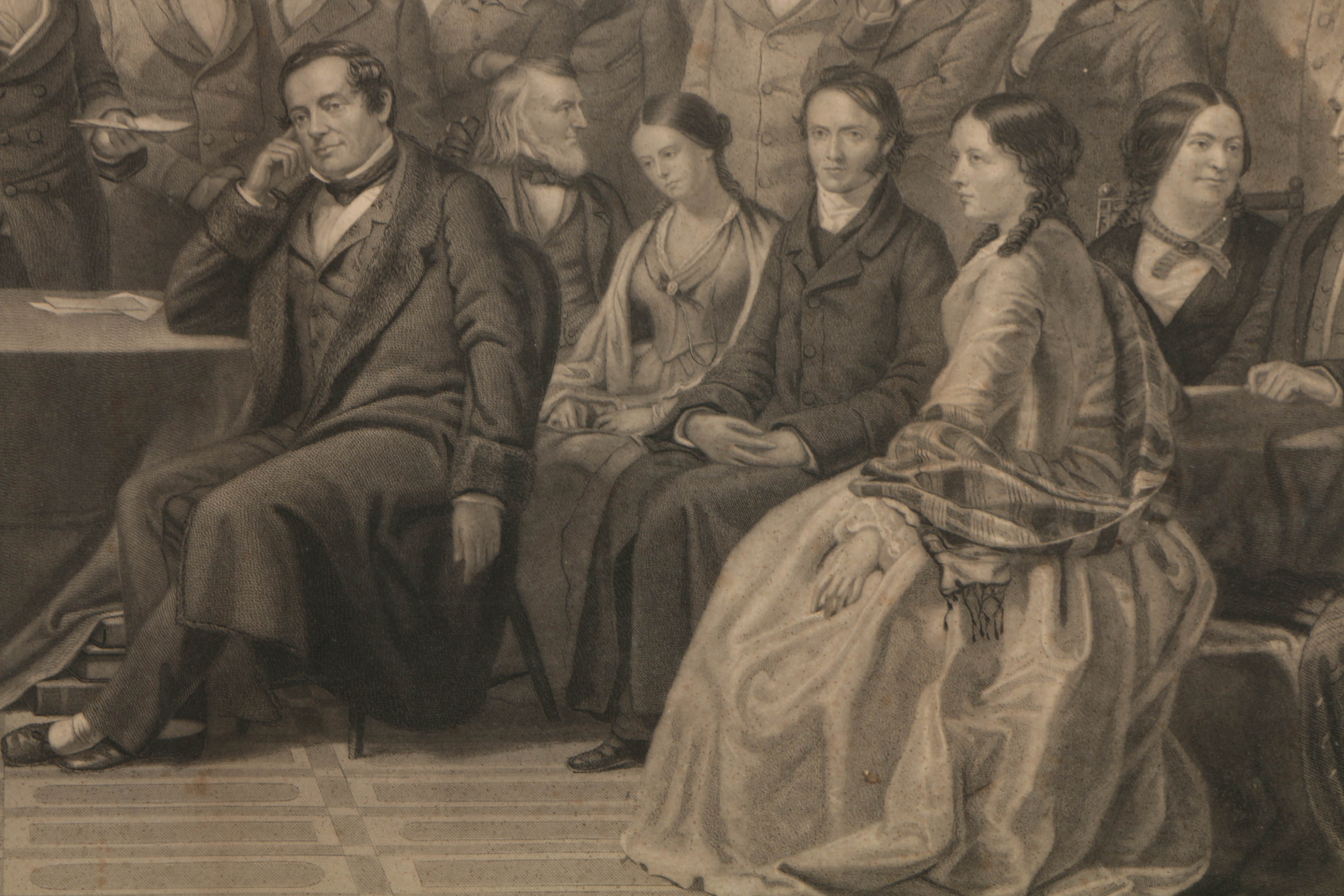 Antique Large-Format Engraving "Authors of the United States" by Thomas Hicks and Alexander Hay Ritchie