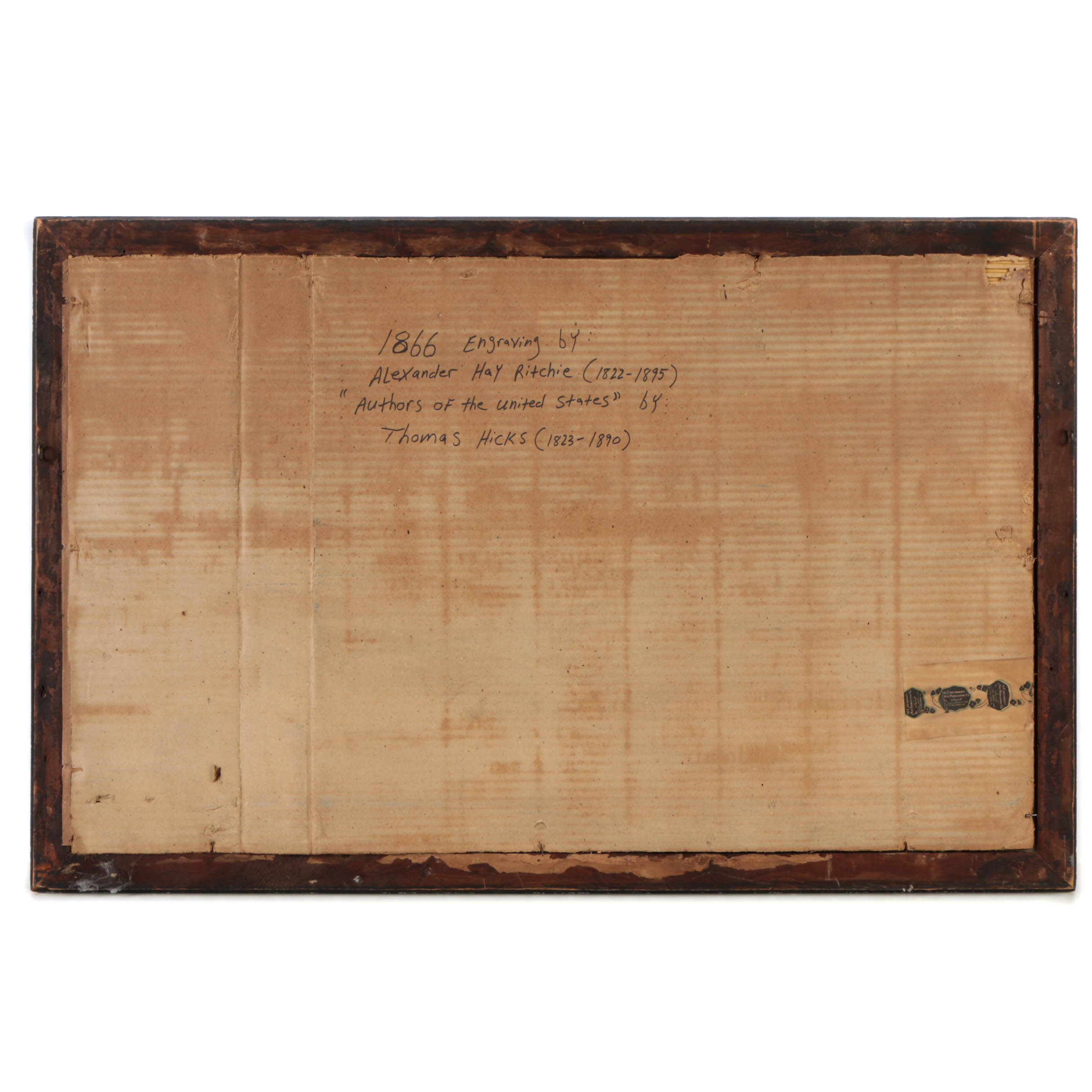 Antique Large-Format Engraving "Authors of the United States" by Thomas Hicks and Alexander Hay Ritchie