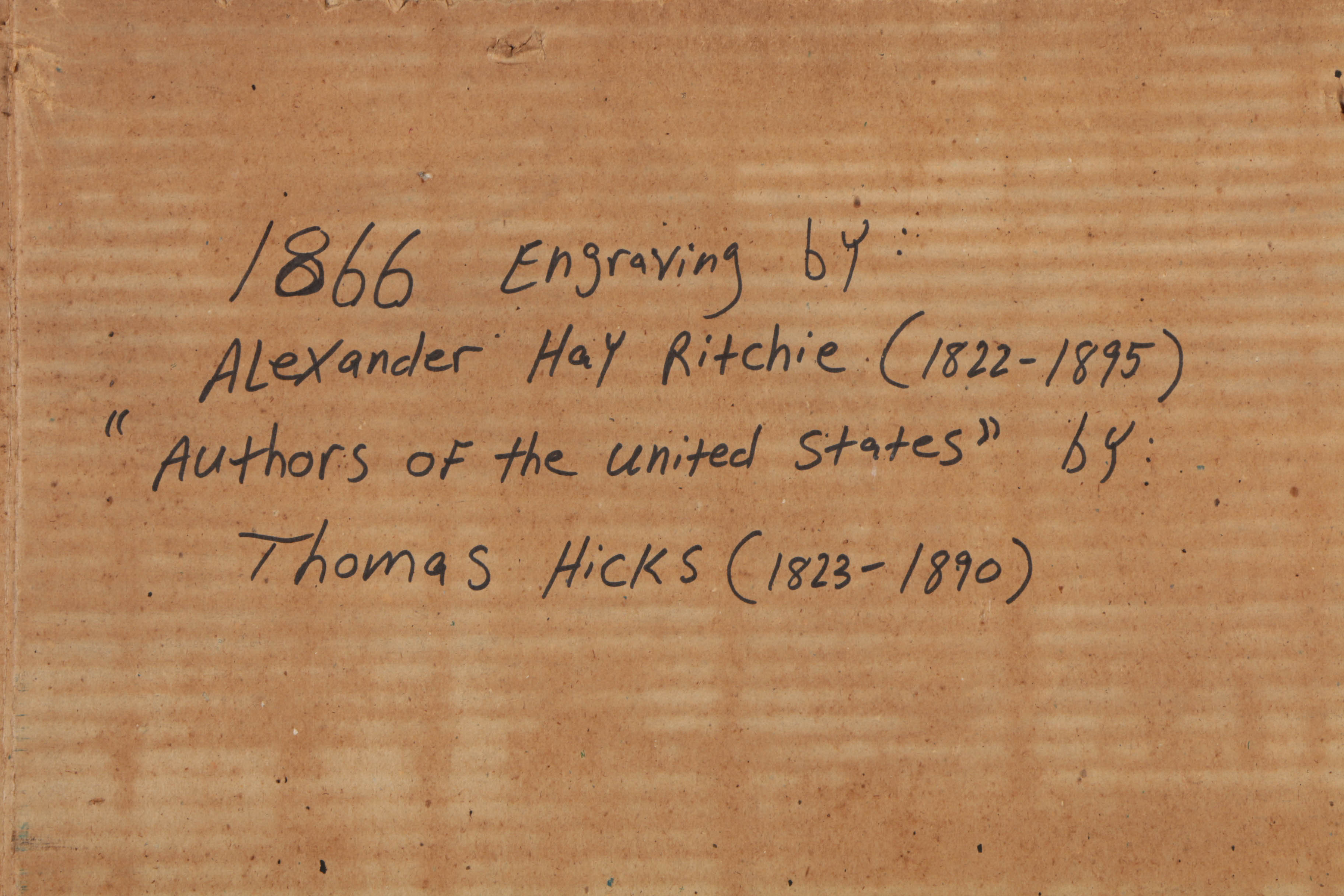 Antique Large-Format Engraving "Authors of the United States" by Thomas Hicks and Alexander Hay Ritchie
