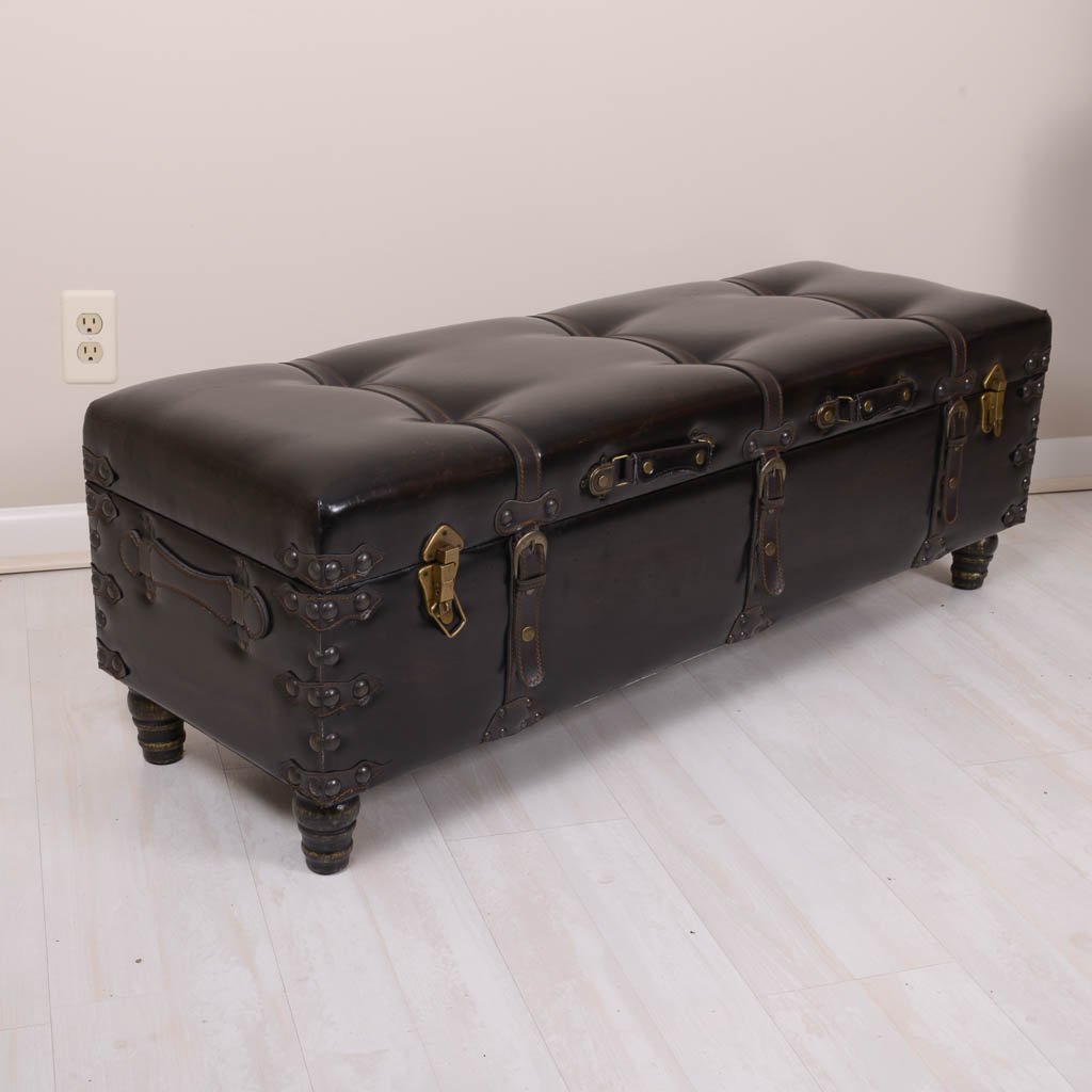 Black Leather Storage Trunk