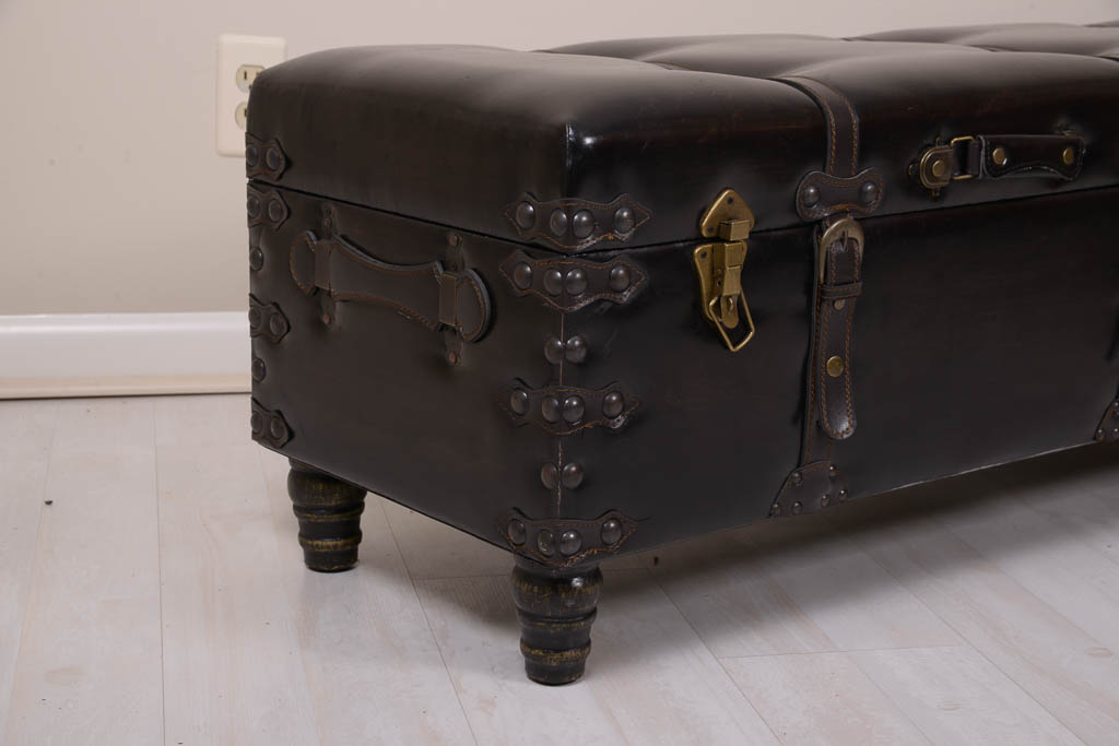 Black Leather Storage Trunk