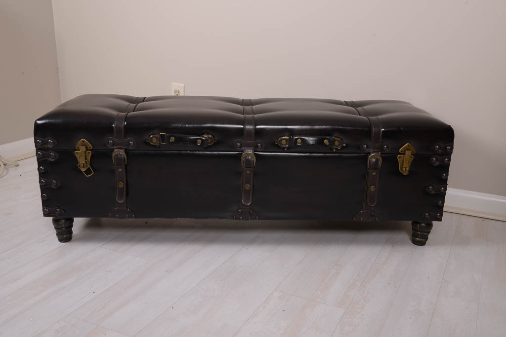 Black Leather Storage Trunk