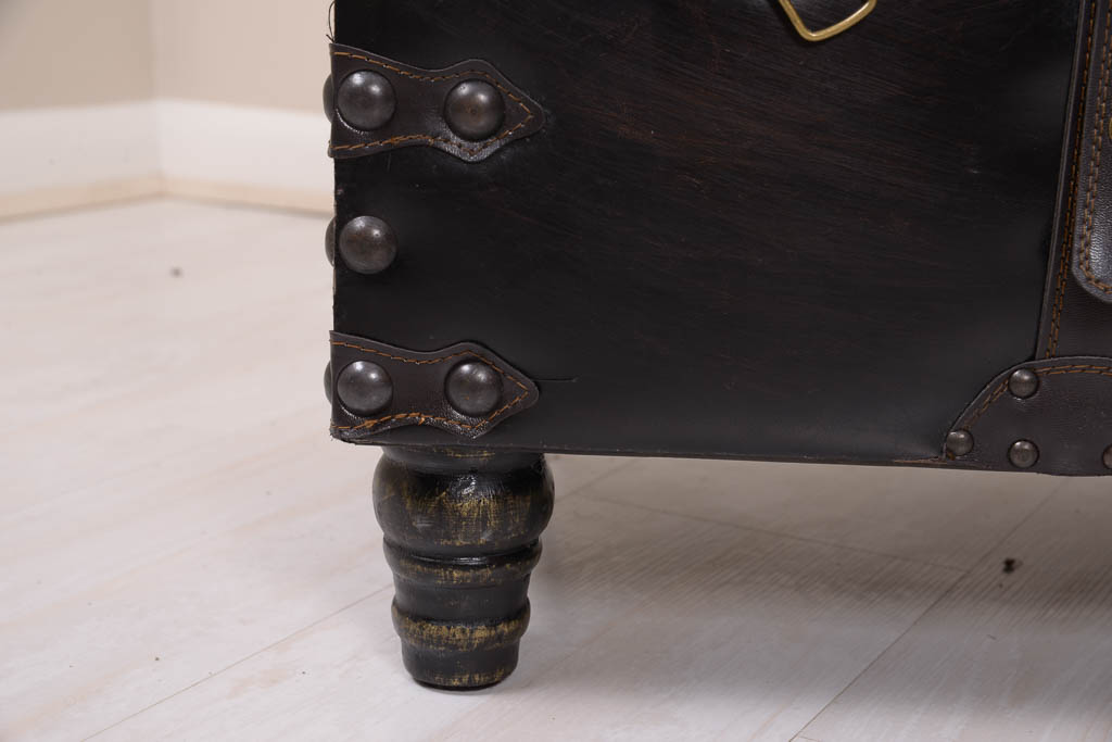 Black Leather Storage Trunk