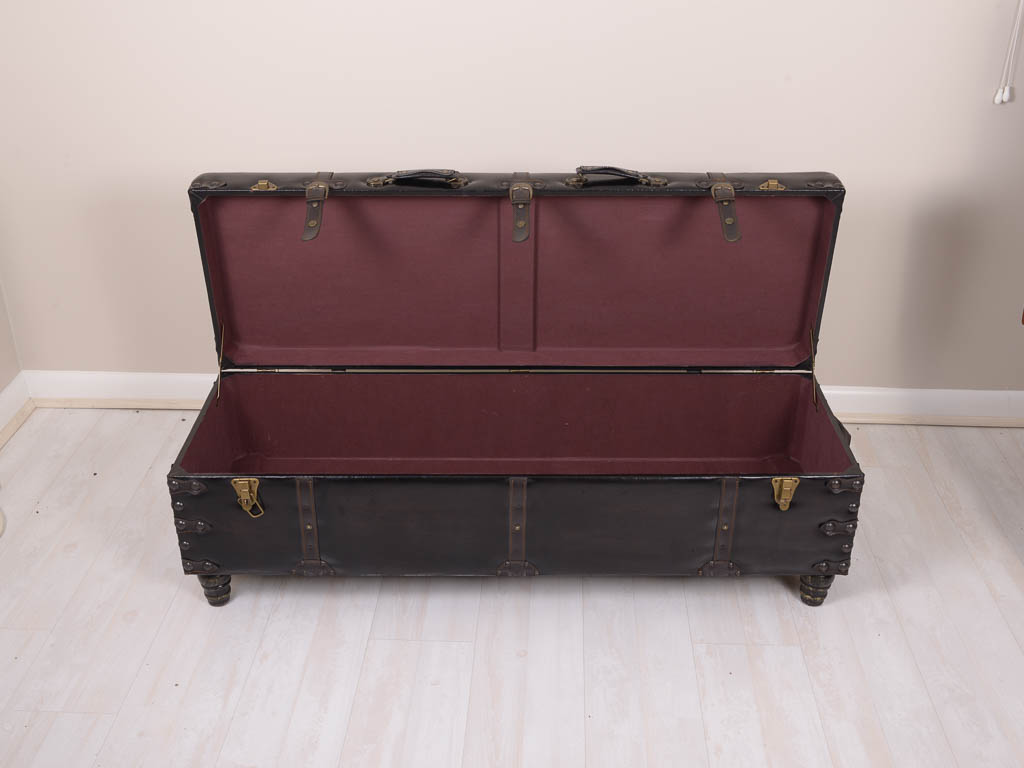 Black Leather Storage Trunk