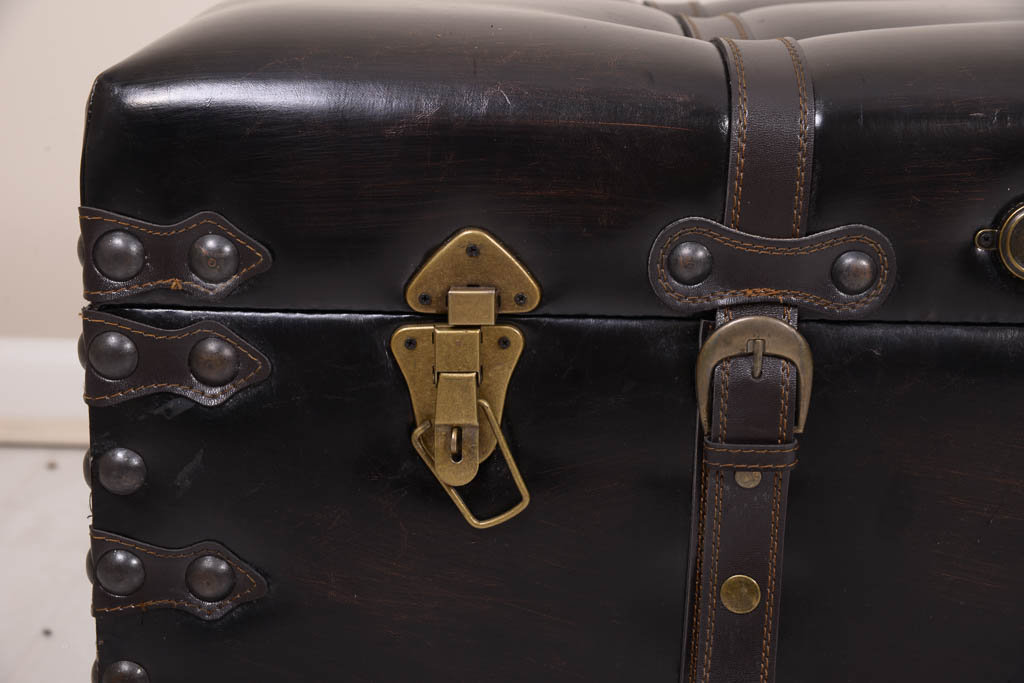 Black Leather Storage Trunk