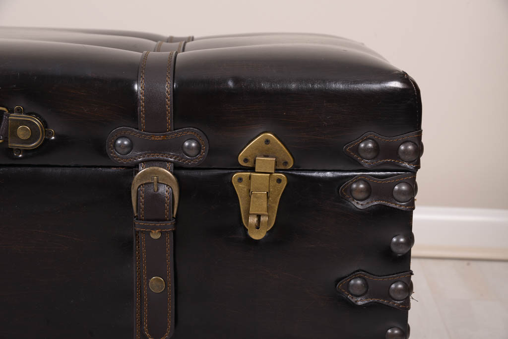 Black Leather Storage Trunk