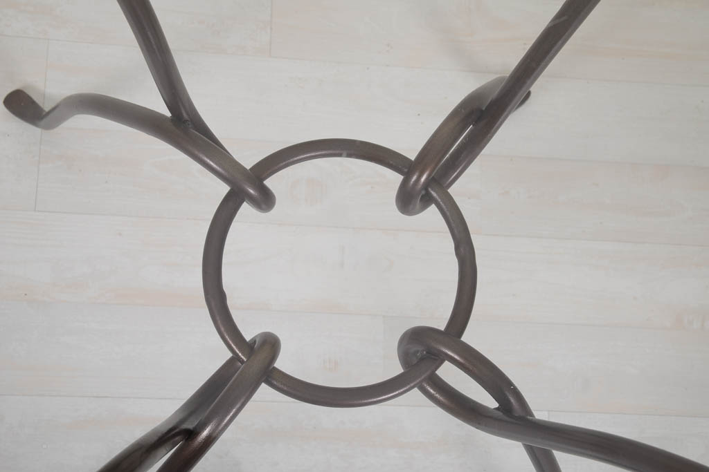 Glass and Wrought Iron Round Dining Table