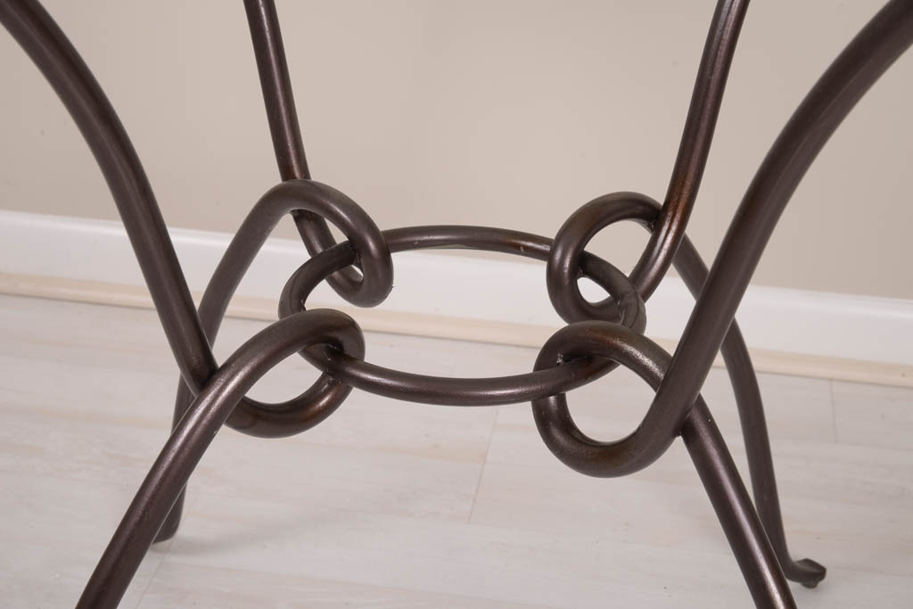 Glass and Wrought Iron Round Dining Table