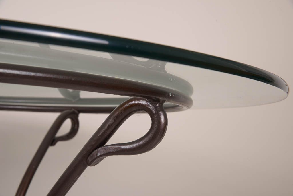 Glass and Wrought Iron Round Dining Table