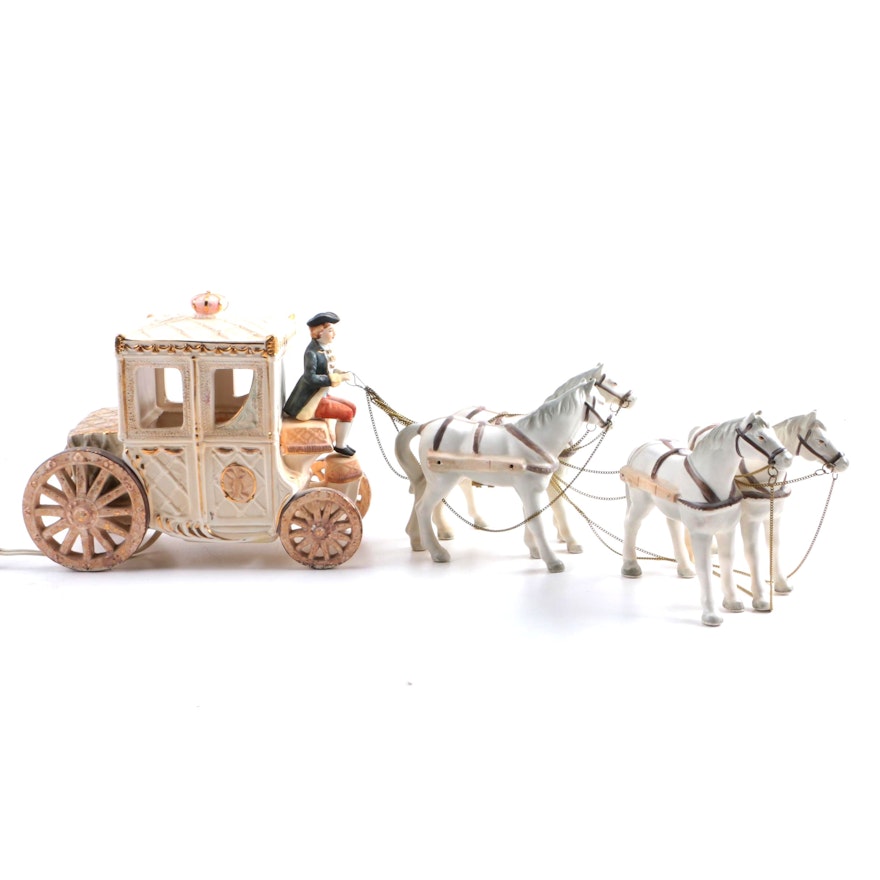 Lenwile Ardalt Porcelain Lamp Figurine of a Horse-Drawn Carriage