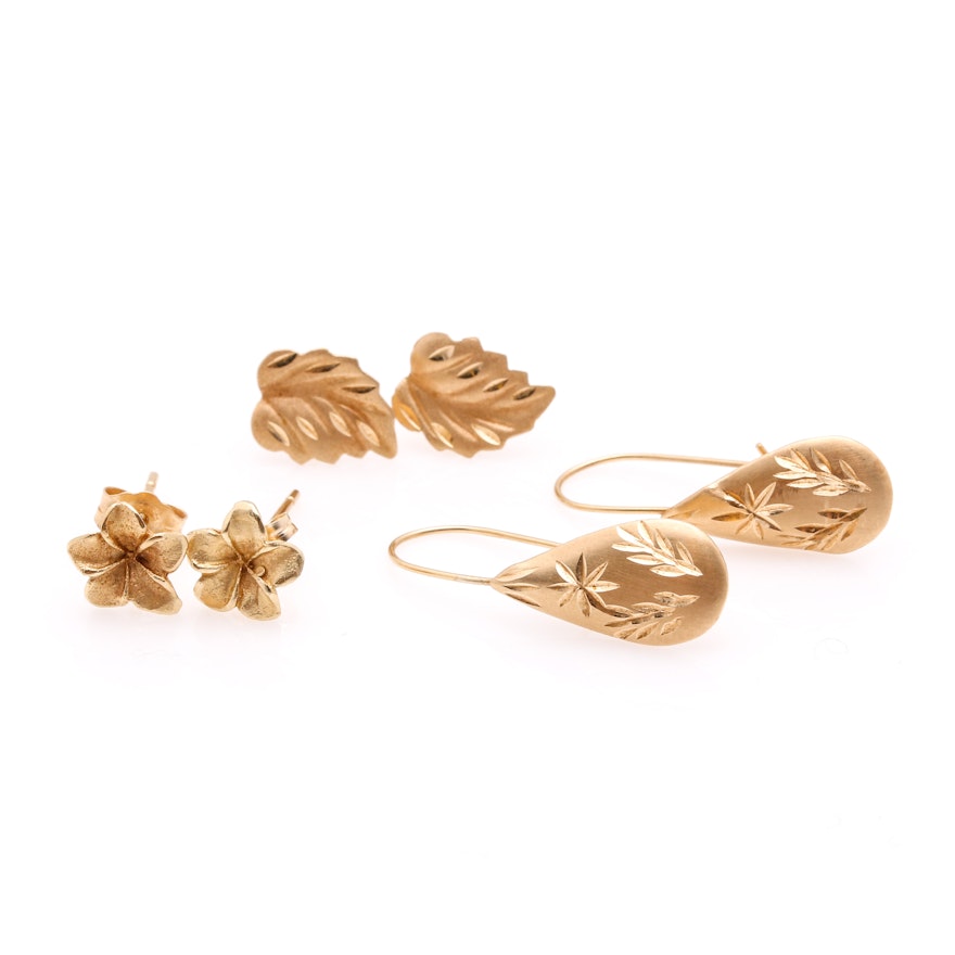 14K Yellow Gold Assorted Earrings