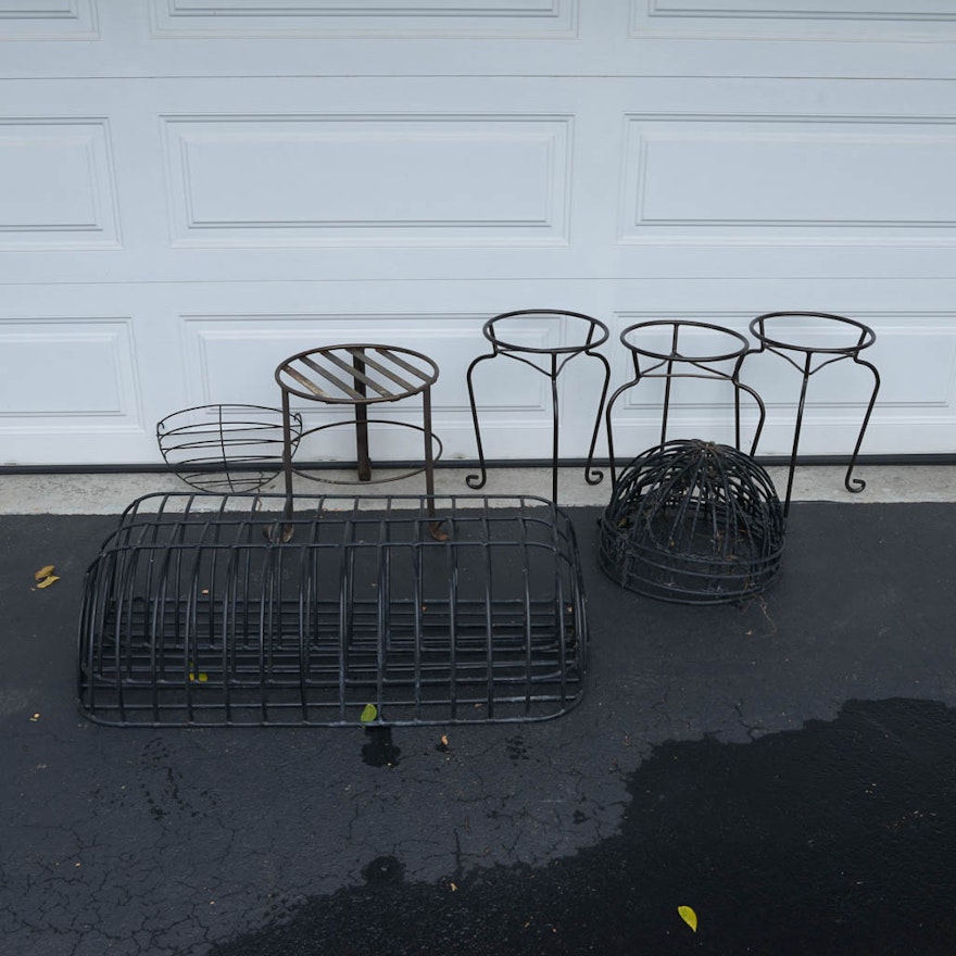 Collection of Wrought Iron Planters and Stands