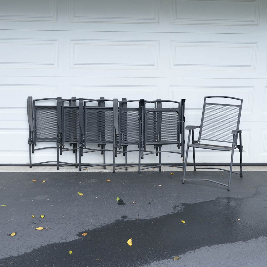 Set of Six Metal Patio Folding Chairs