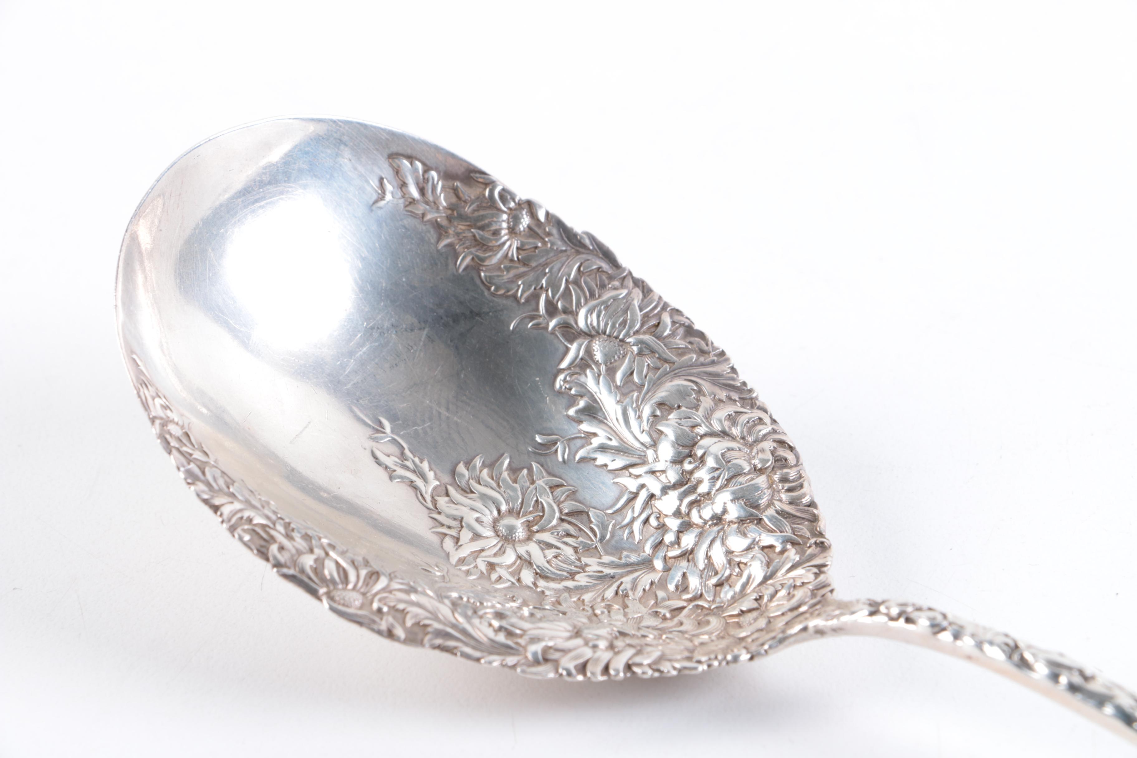 Sterling Silver Serving Spoon by Durgin in "Chrysanthemum"