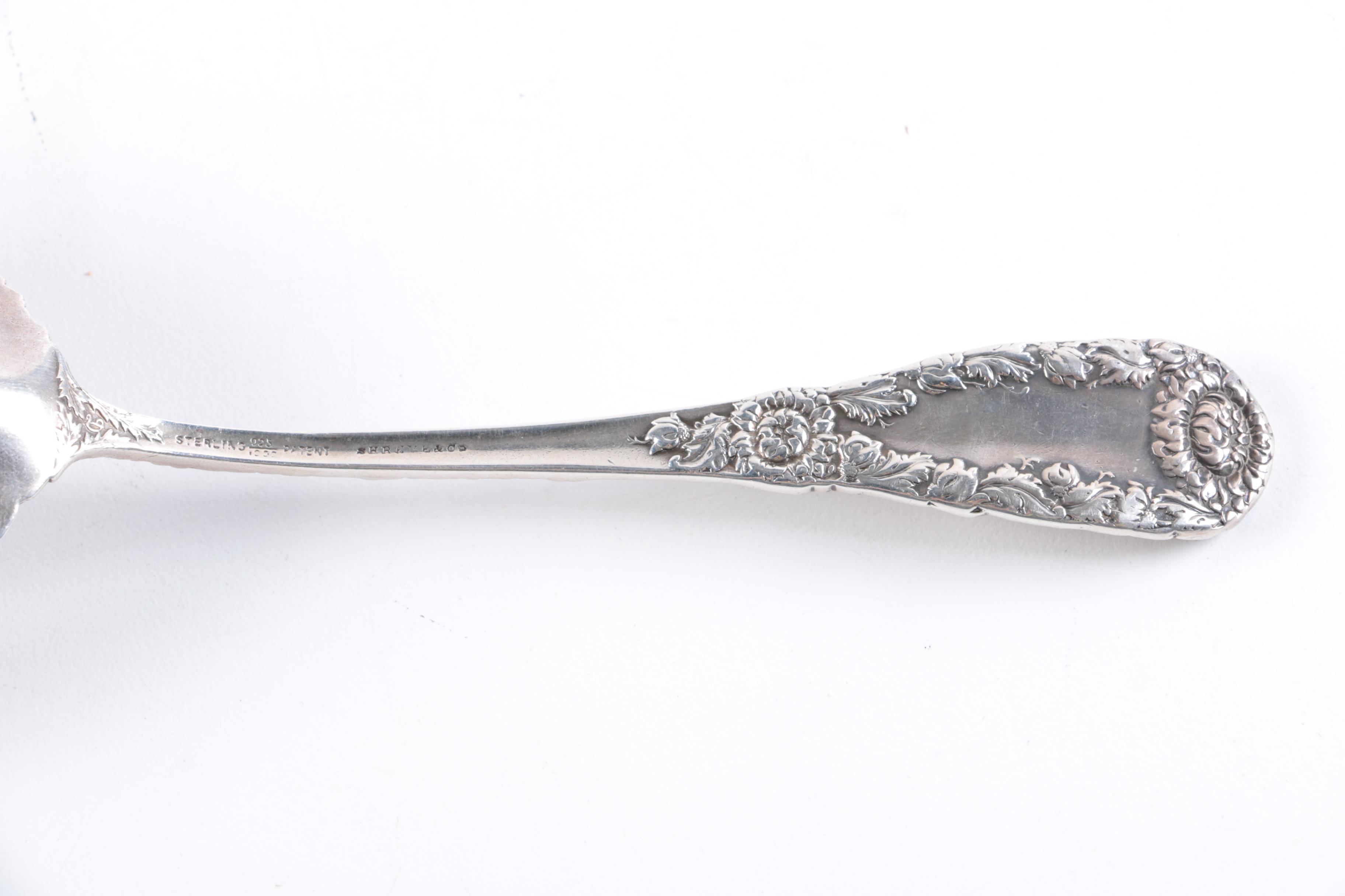 Sterling Silver Serving Spoon by Durgin in "Chrysanthemum"