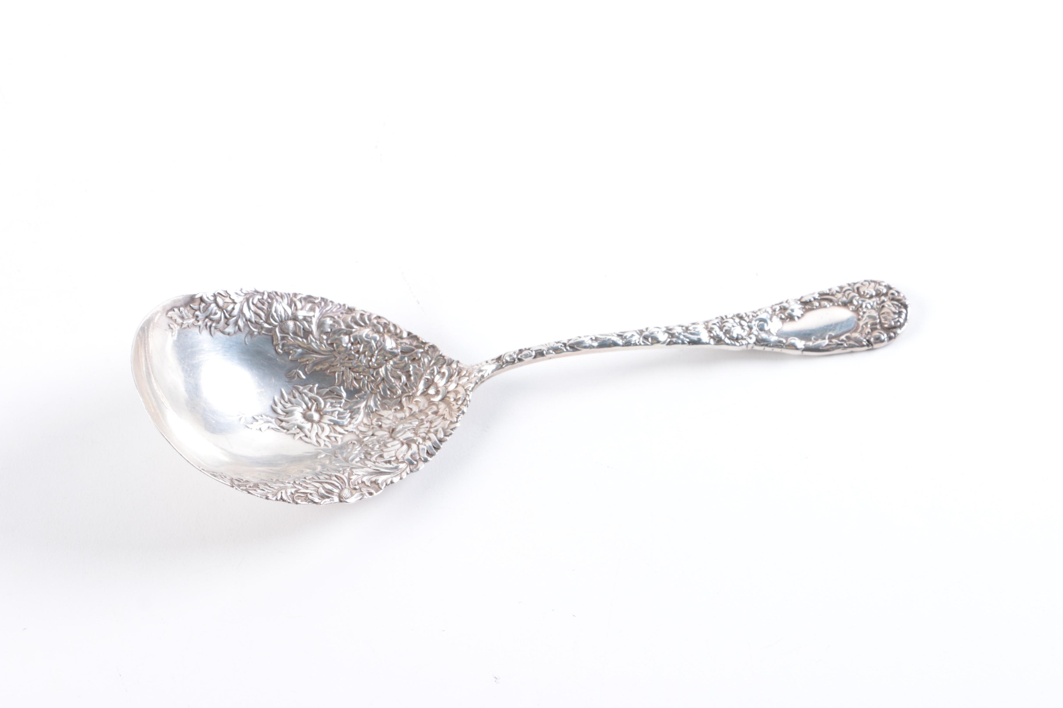 Sterling Silver Serving Spoon by Durgin in "Chrysanthemum"