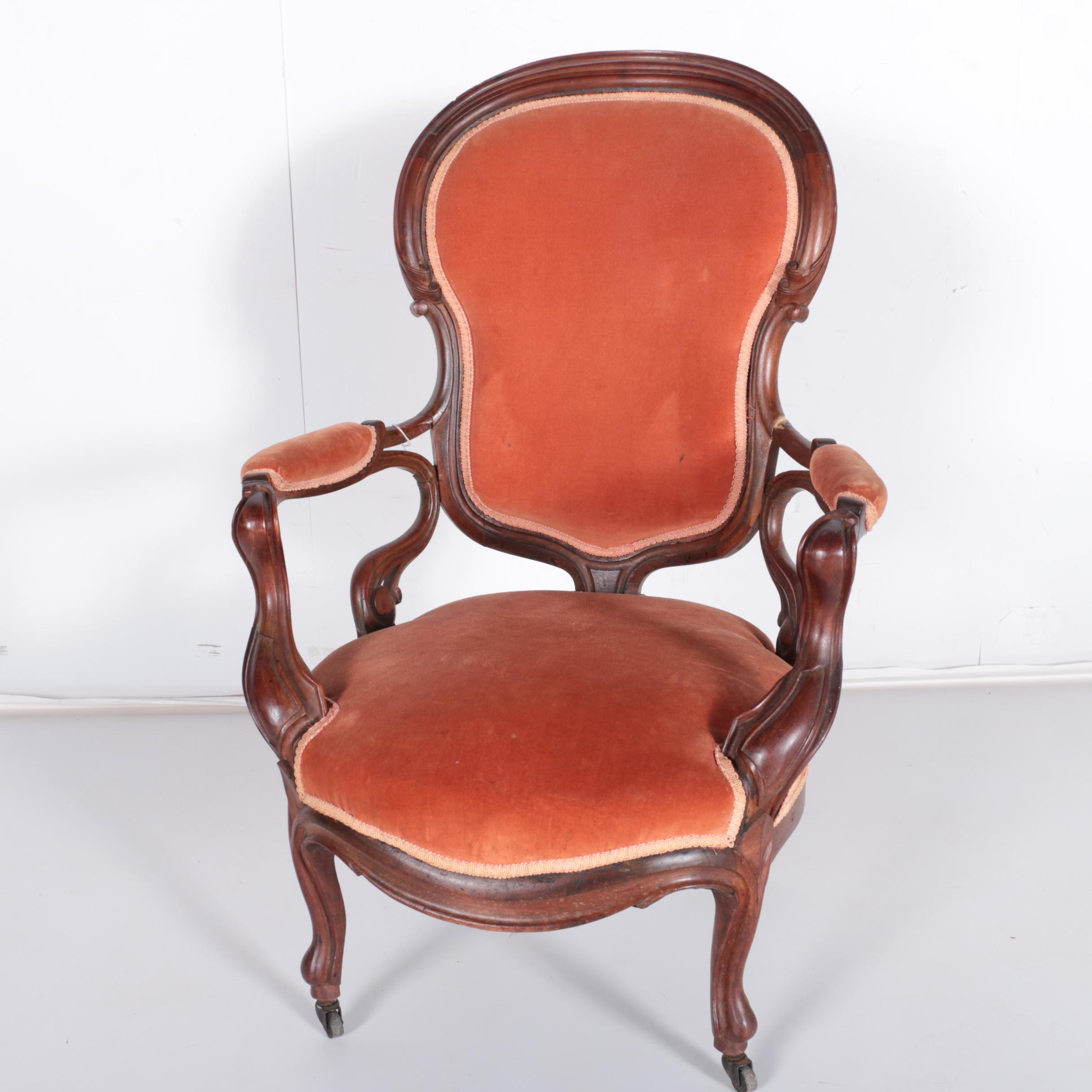Antique Victorian Rococo Revival Parlor Chair