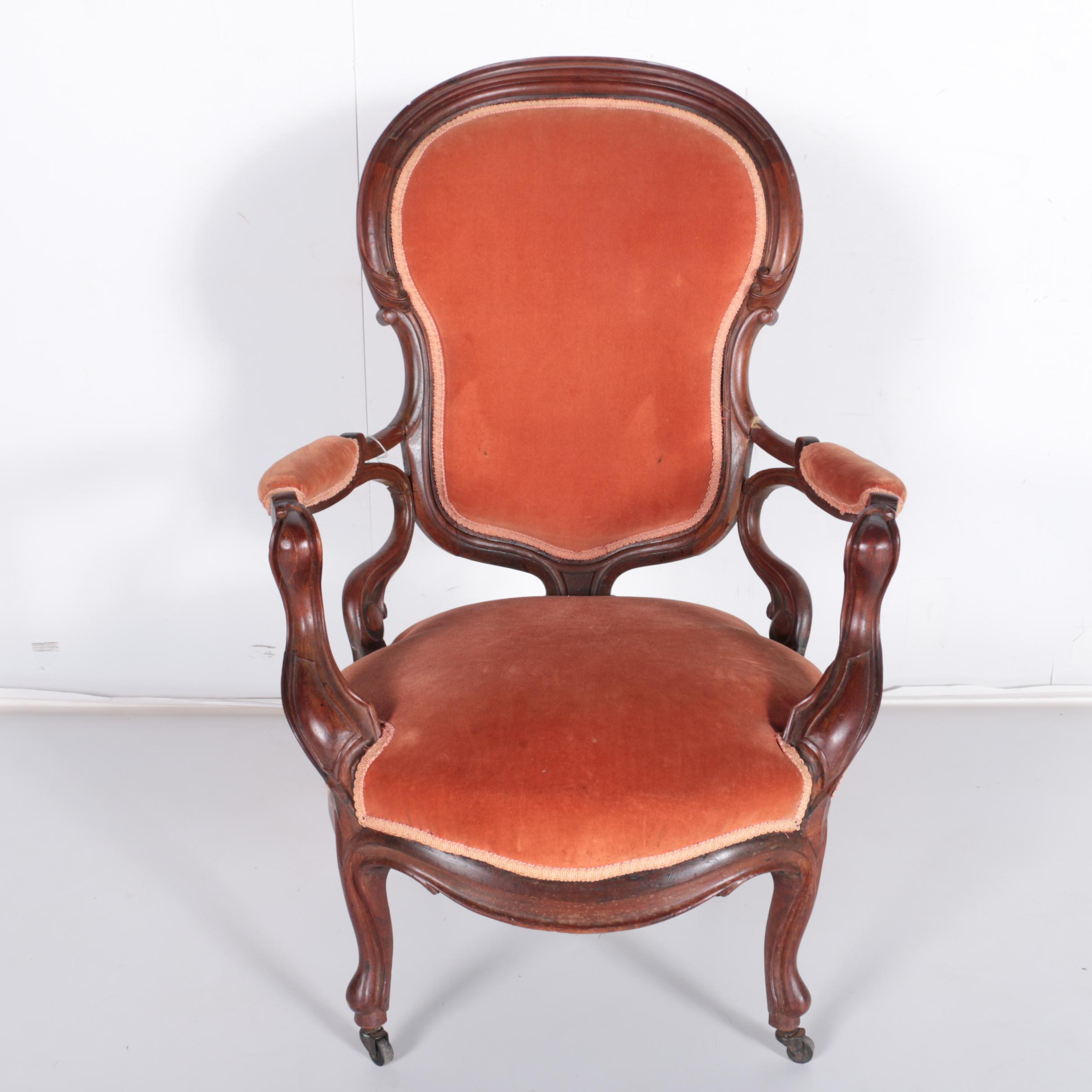 Antique Victorian Rococo Revival Parlor Chair