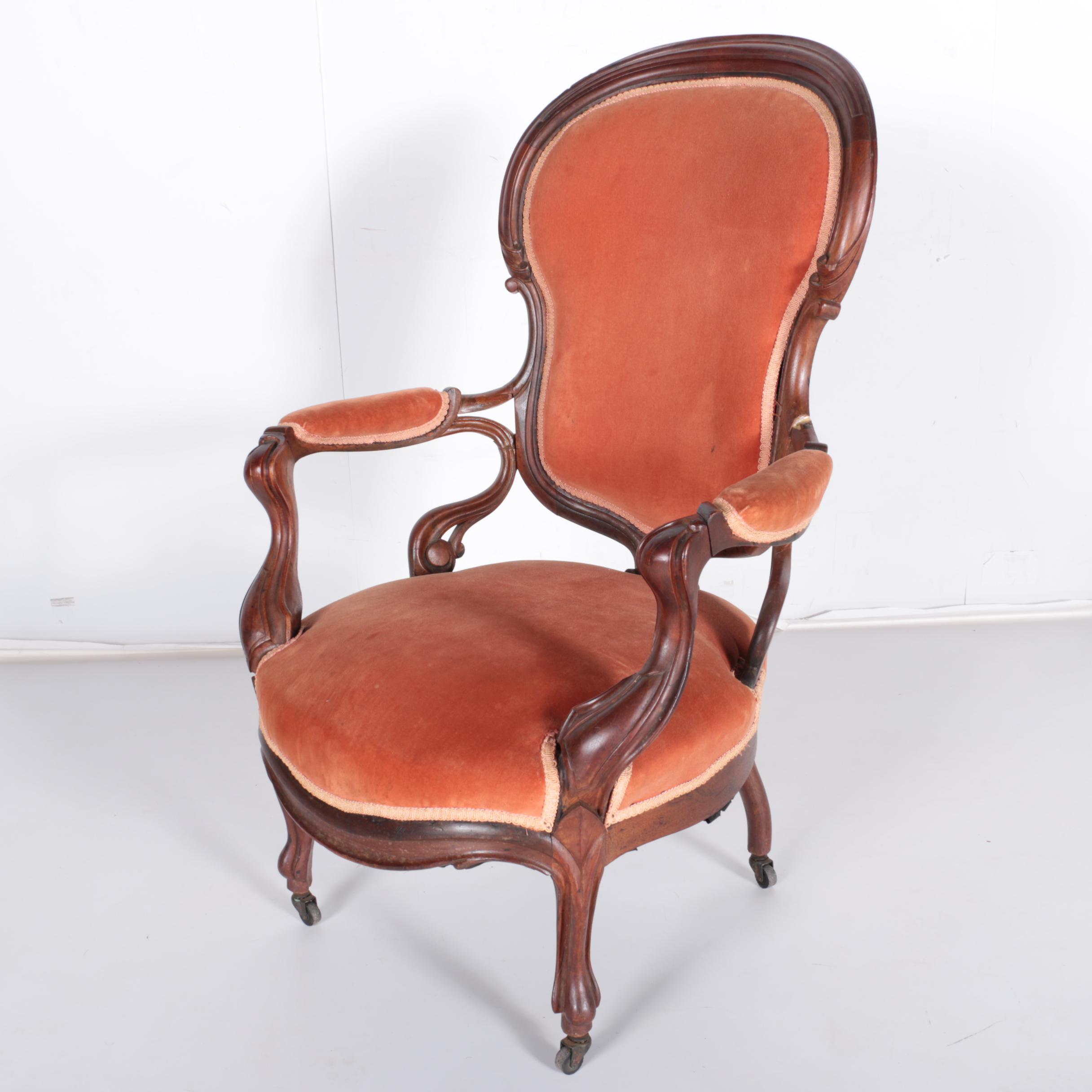 Antique Victorian Rococo Revival Parlor Chair