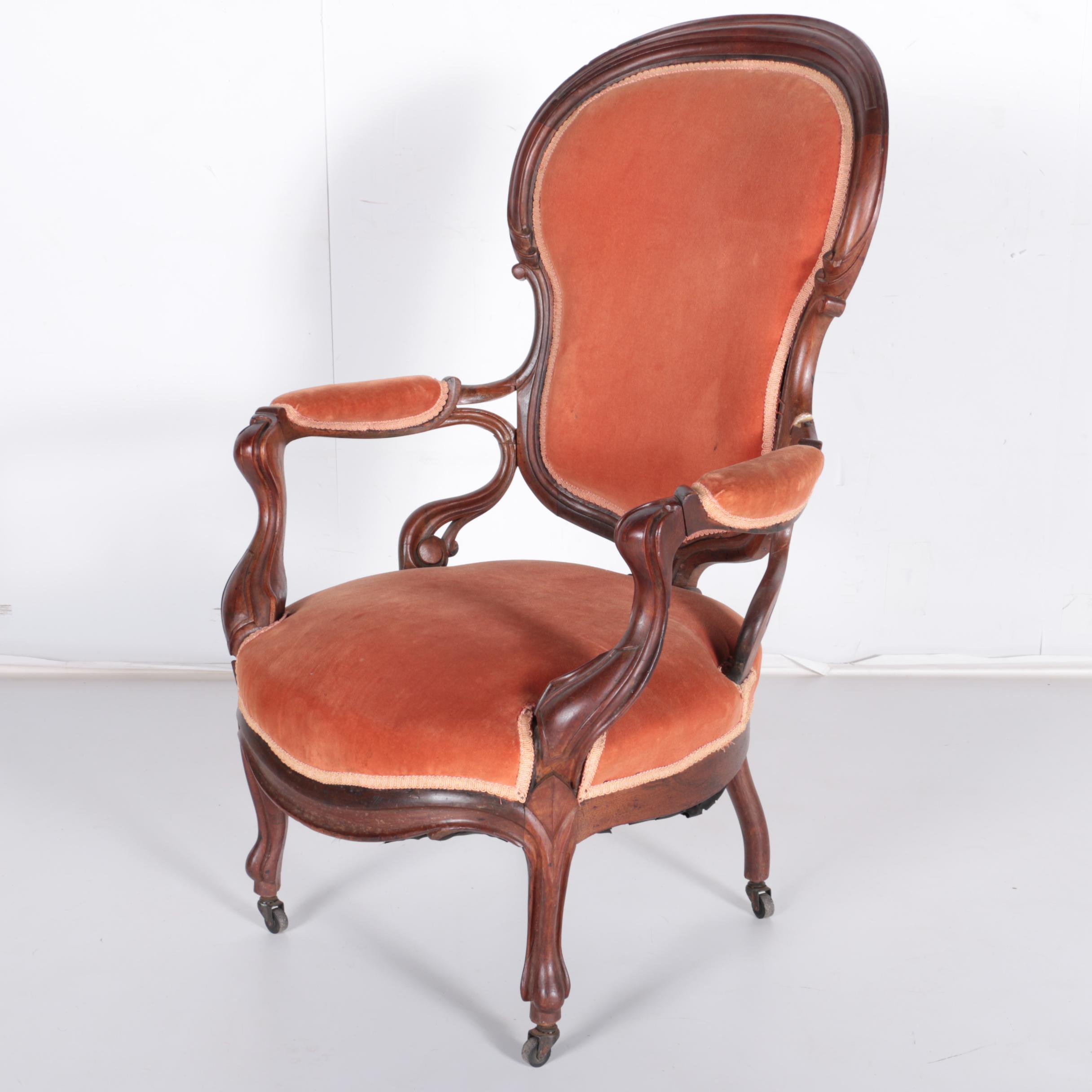 Antique Victorian Rococo Revival Parlor Chair