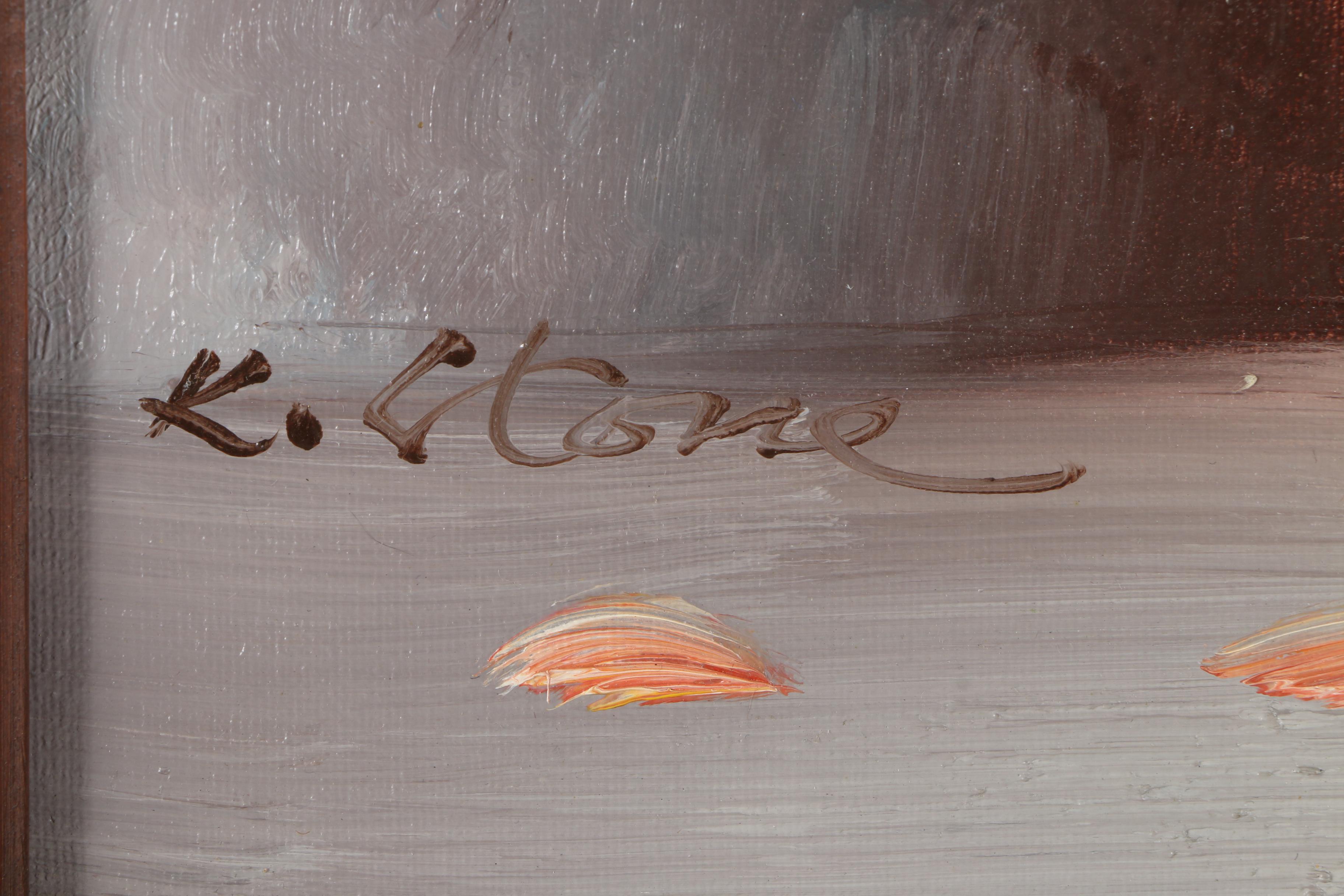 K. Stone Oil Painting on Canvas of Floral Still Life