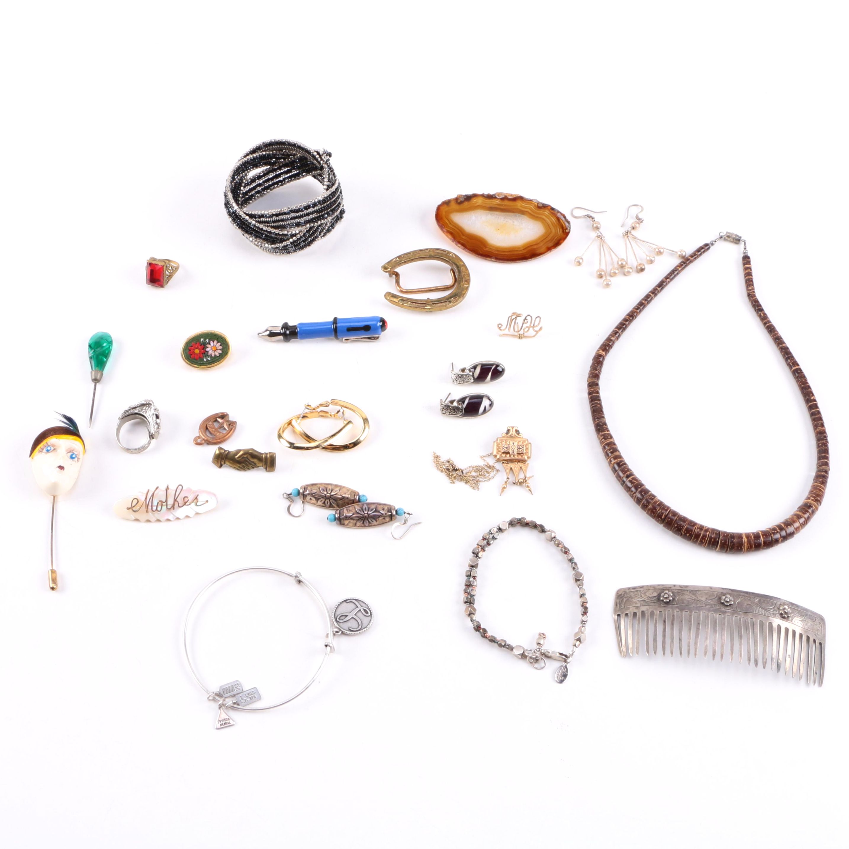 Assorted Costume Jewelry Including a Wing & Fire Bracelet