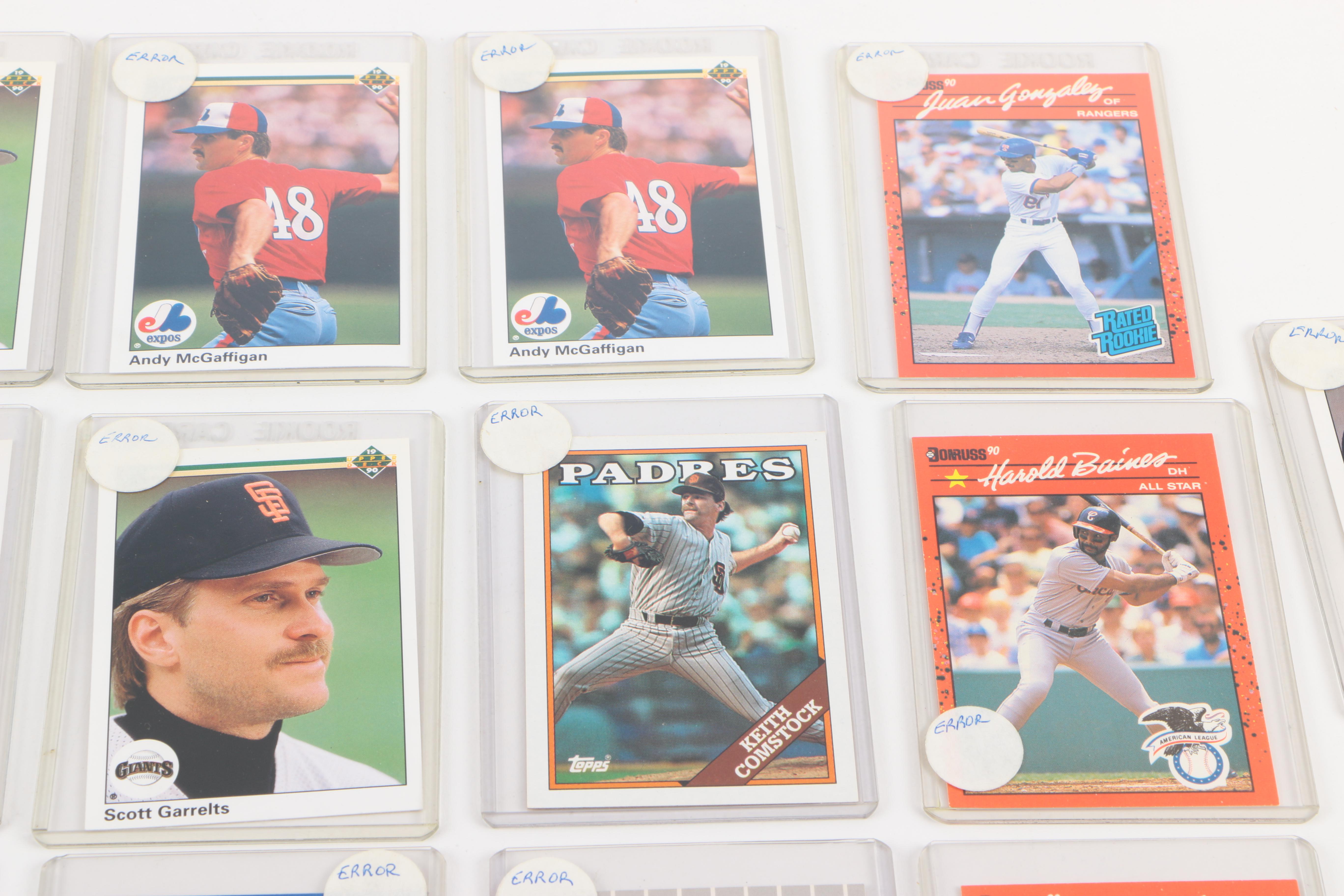 Twenty-Seven Baseball Error Cards