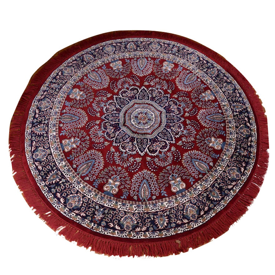 Hand-Knotted Chinese Round Wool Accent Rug