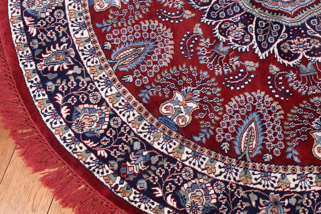 Hand-Knotted Chinese Round Wool Accent Rug
