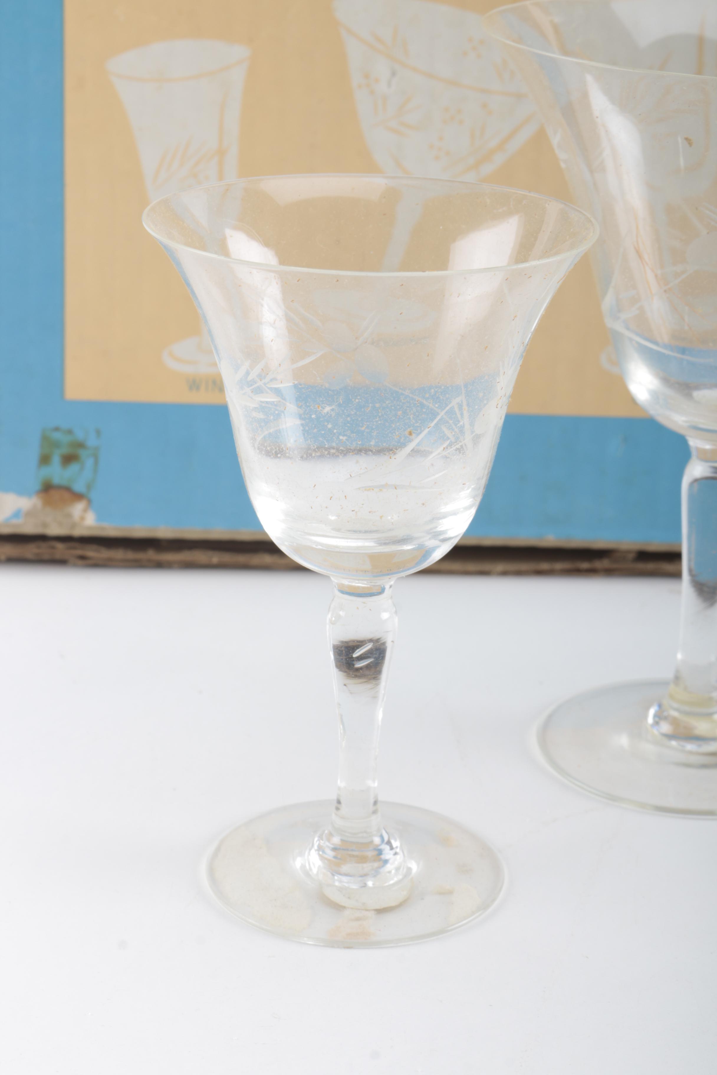 Hand Cut Nasco Cut Glass Stemware Set
