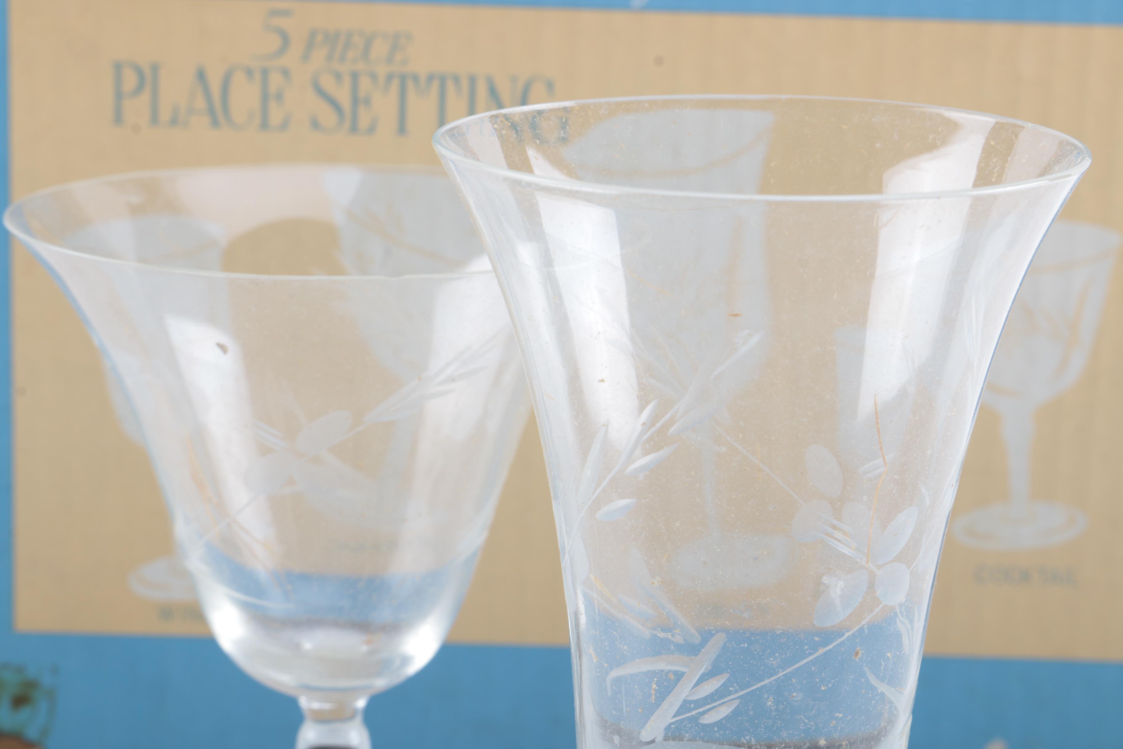 Hand Cut Nasco Cut Glass Stemware Set